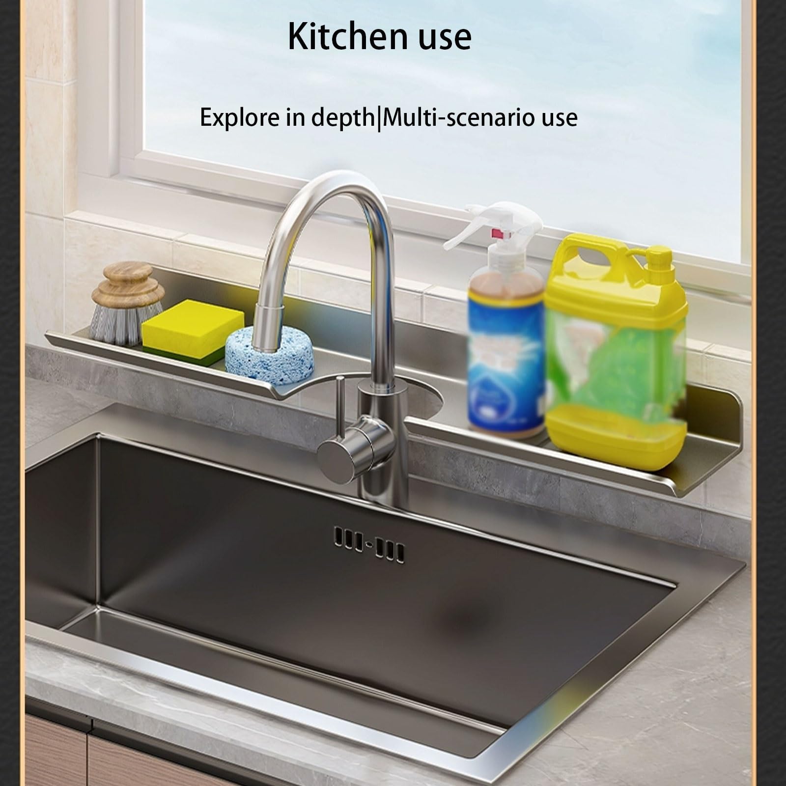 Estante de ducha gris montado en la pared de 70 cm, estante de almacenamiento sin taladro, organizador de ahorro de espacio para artículos esenciales de baño, soporte para champú, perfecto para