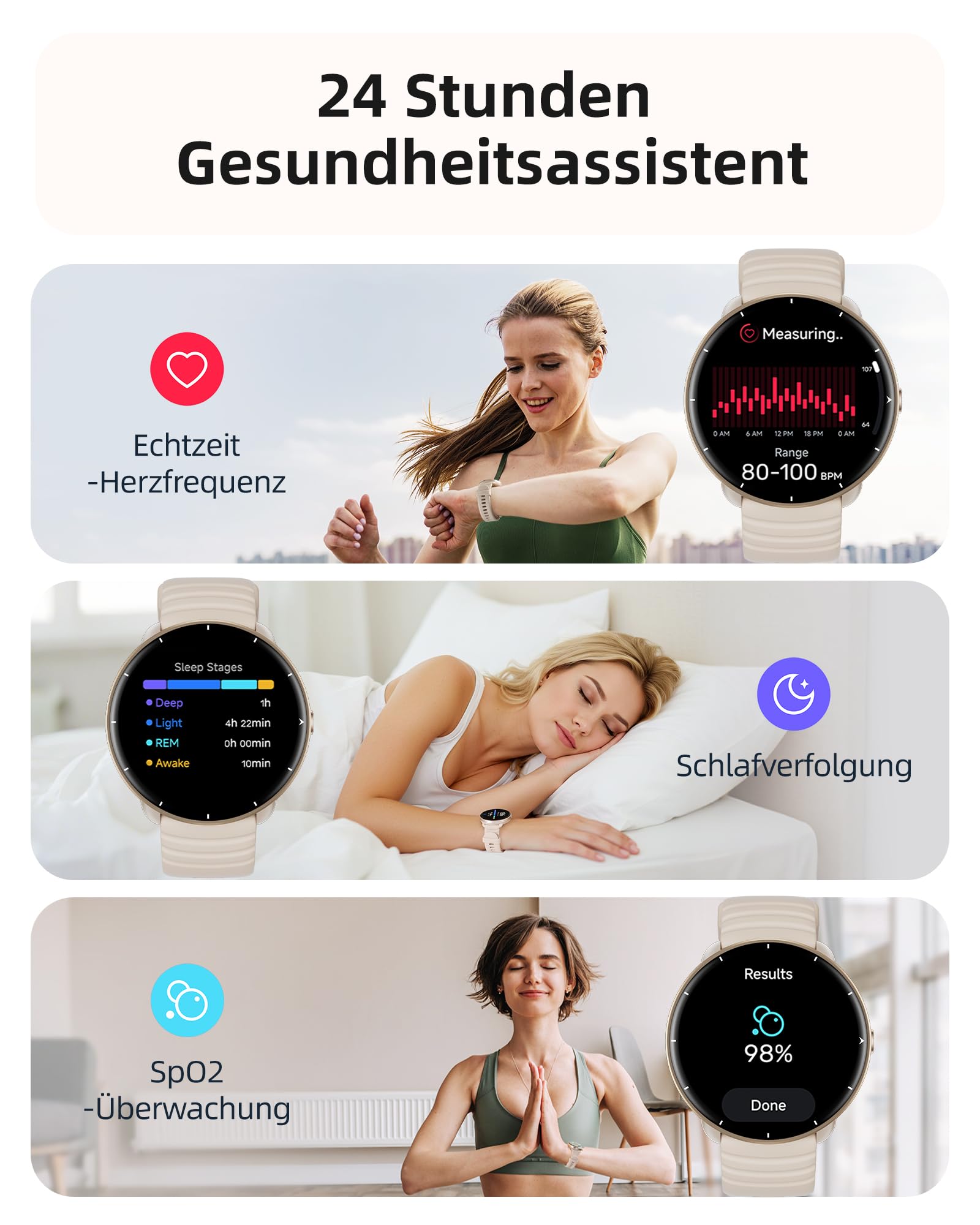 Parsonver Smartwatch Herren Damen, Eingebautes GPS, 5 ATM wasserdichte Schwimmuhr für Pool/Offenen Gewässern, Fitnessuhr mit AMOLED Display, 100+ Sportmodi, Herzfrequenz (Französisch Grau, 42 mm)