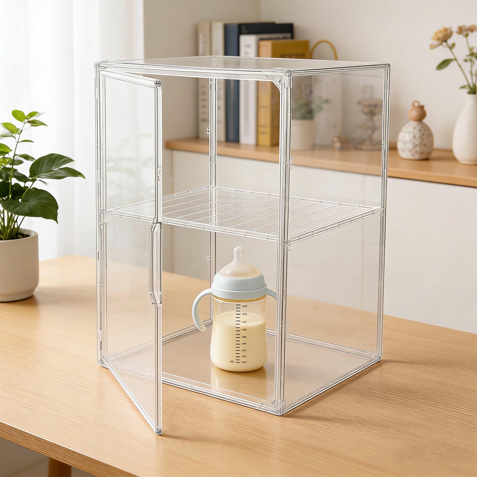 Organizador para Biberones y Accesorios de Ñiño en Acrílico, Diseño Ahorrador de Espacio Divisores Ajustables de 2 Niveles para Cocina y Encimera