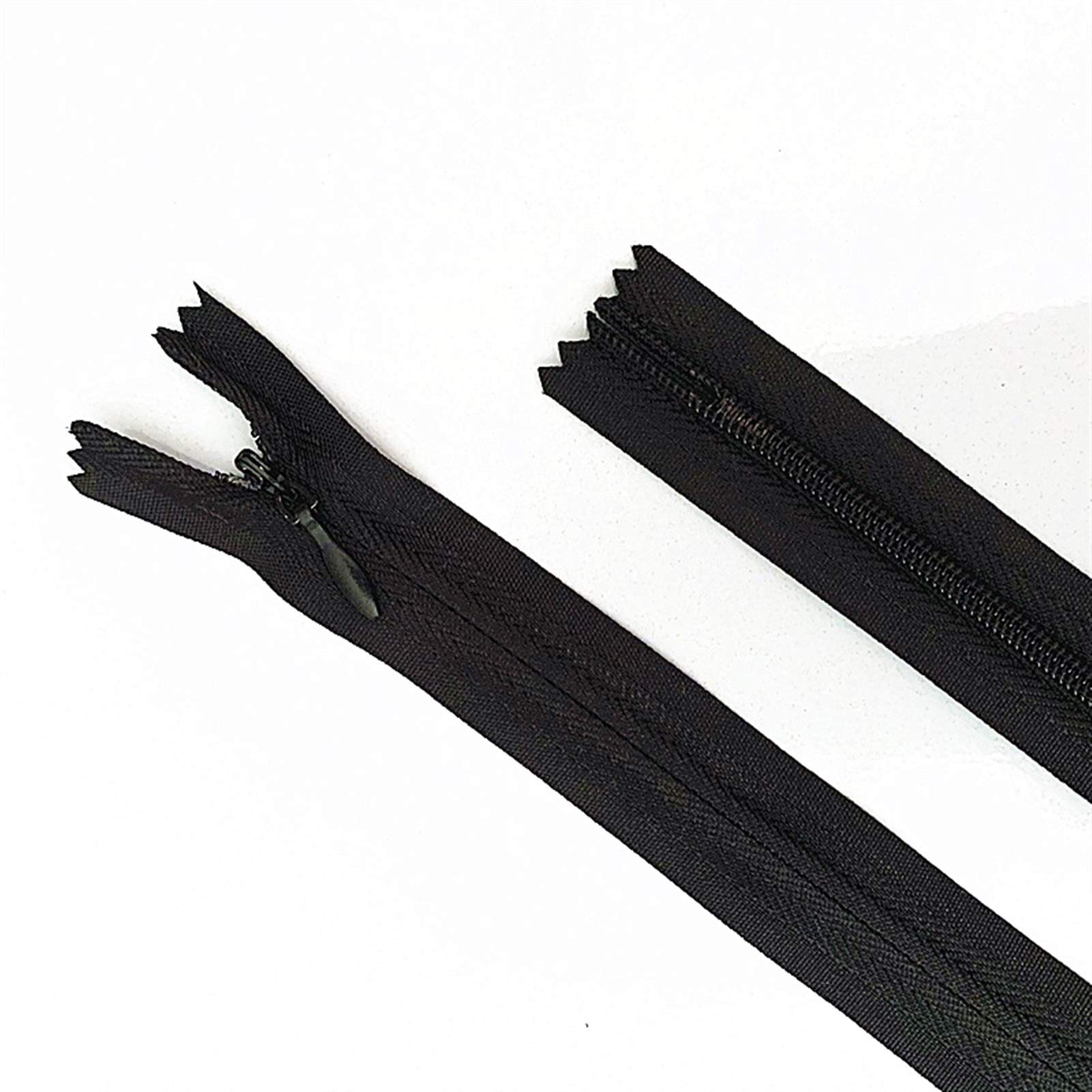 Plastic Zipper 10pcs 3# Concealed, Nylon Sewing Zip Ring, 20-60cm(Black,35cm)