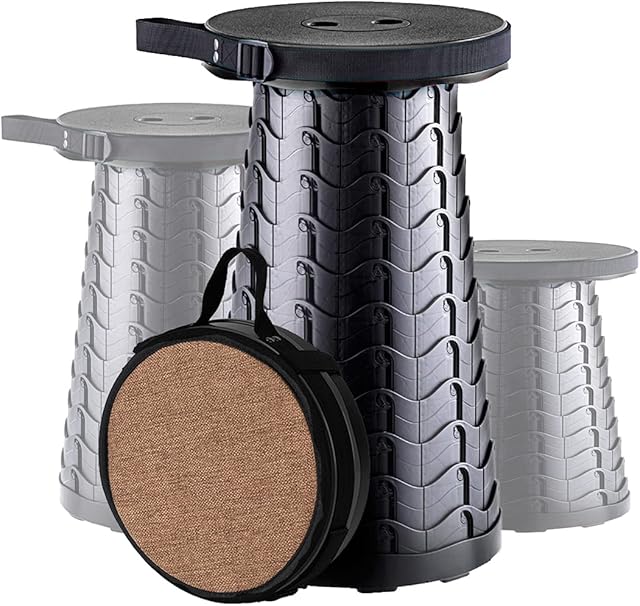 Yexati Upgraded Folding Stool with Load Capacity 400LB,Foldable Camping Stool Equipped with Soft Cushion/Durable Storage Bag and Carabiner, Portable Seat ideal for indoor and outdoor activity