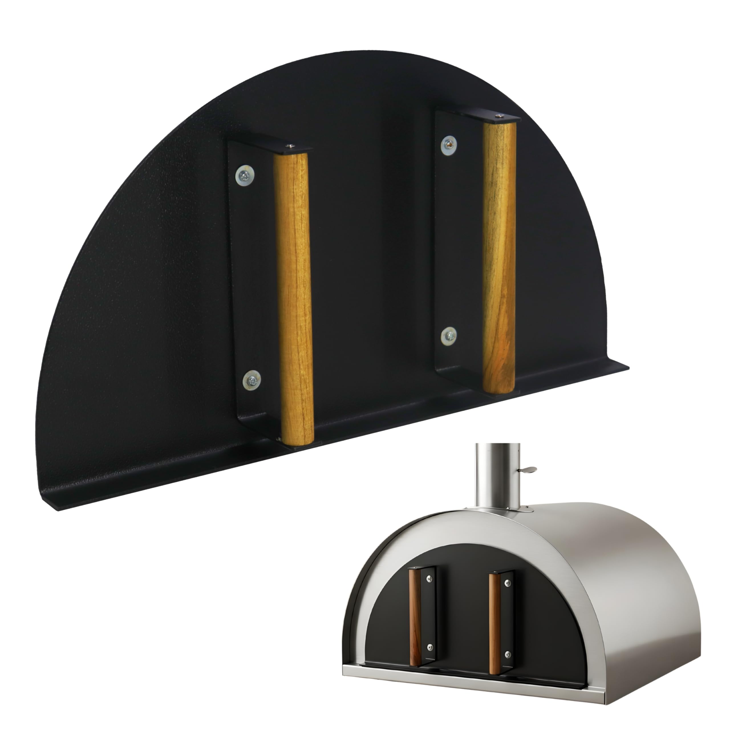 Simond Store Porta del forno resistente in acciaio inossidabile (50,8 cm di lunghezza x 28,9 cm di altezza) con manico in legno, per forno per pizza da interno ed esterno