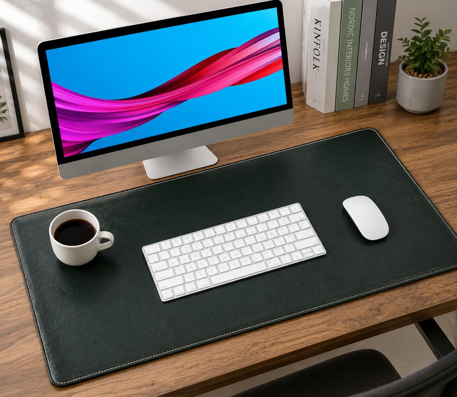 Podkładka na biurko, 100 x 50 cm, retro, gruba skóra, wodoszczelna, antypoślizgowa podkładka pod laptopa, ochrona biurka (zielona, 80 x 40 cm)