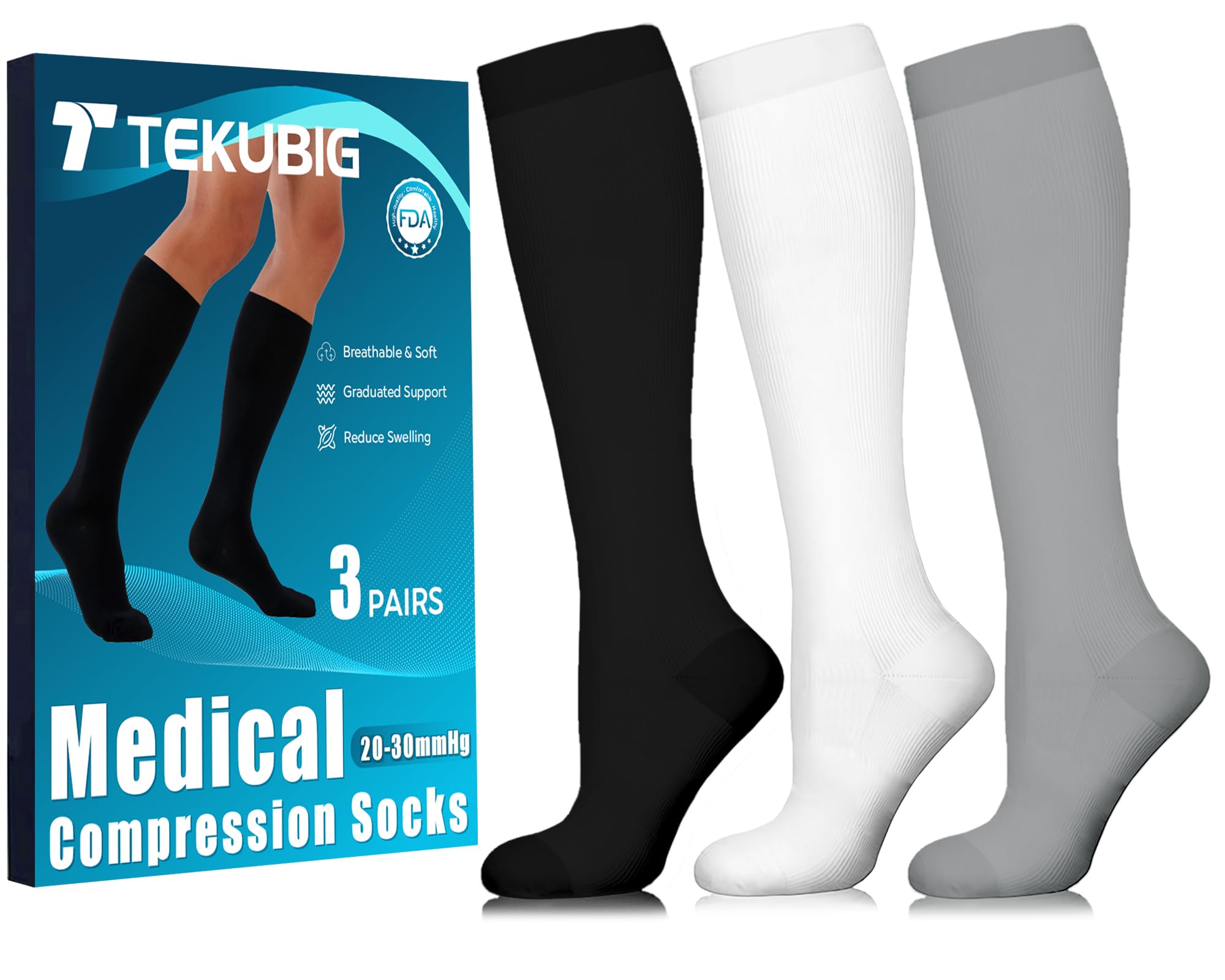 Tekubig 3 Pairs Compression Socks