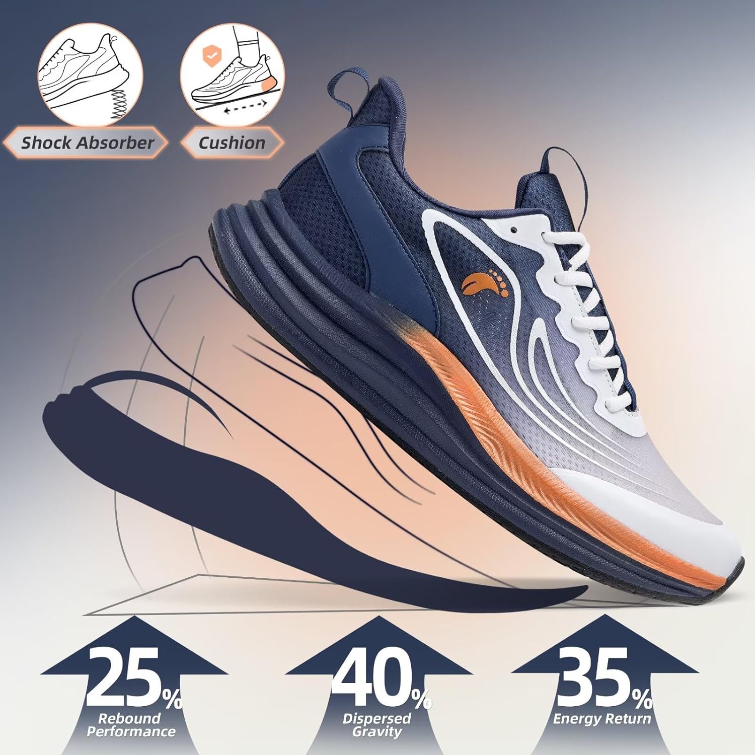 Men's Orthopedic Road Running Sneakers: Comfortable Casual Arch Supports Plantar Fasciitis Orthotic Sports Athletic Shoes, Flat Feet High Arch Tennis Work Walking Shoes for Foot Heel and Pain Relief - Image 7