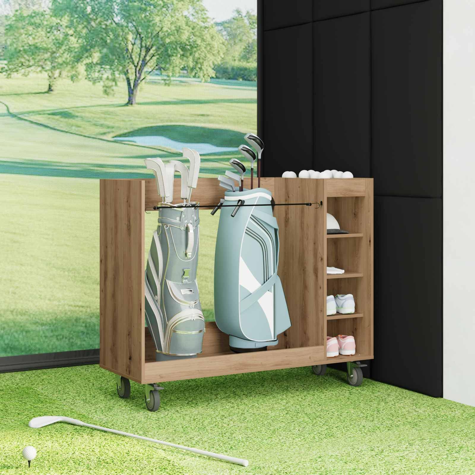 Armoire de Golf avec Roue Chêne Artisanal 120 x 45 x 98 cm Marron 30 KG