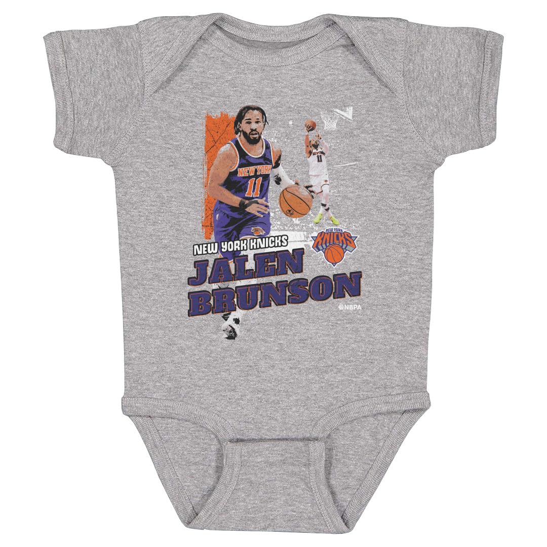 500 LEVEL Jalen Brunson New York Knicks One-Piece Infant Bodysuit - Jalen Brunson New York Knicks Gritty WHT (Heather Gray, 12M)