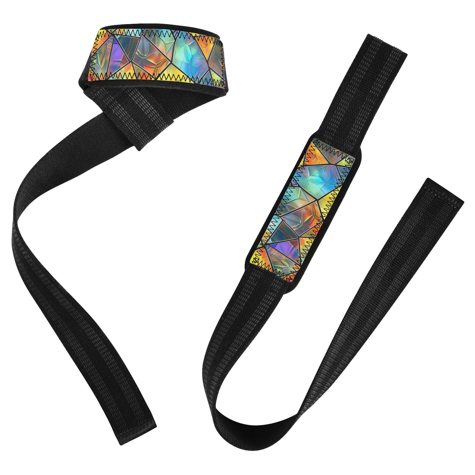 Nander Beautiful Colored Prism Wrist Straps for Weightlifting,Lifting Straps with Neoprene Cushioned Wrist Padded and Anti-Skid Silicone for Strength Training,Bodybuilding,Deadlifting