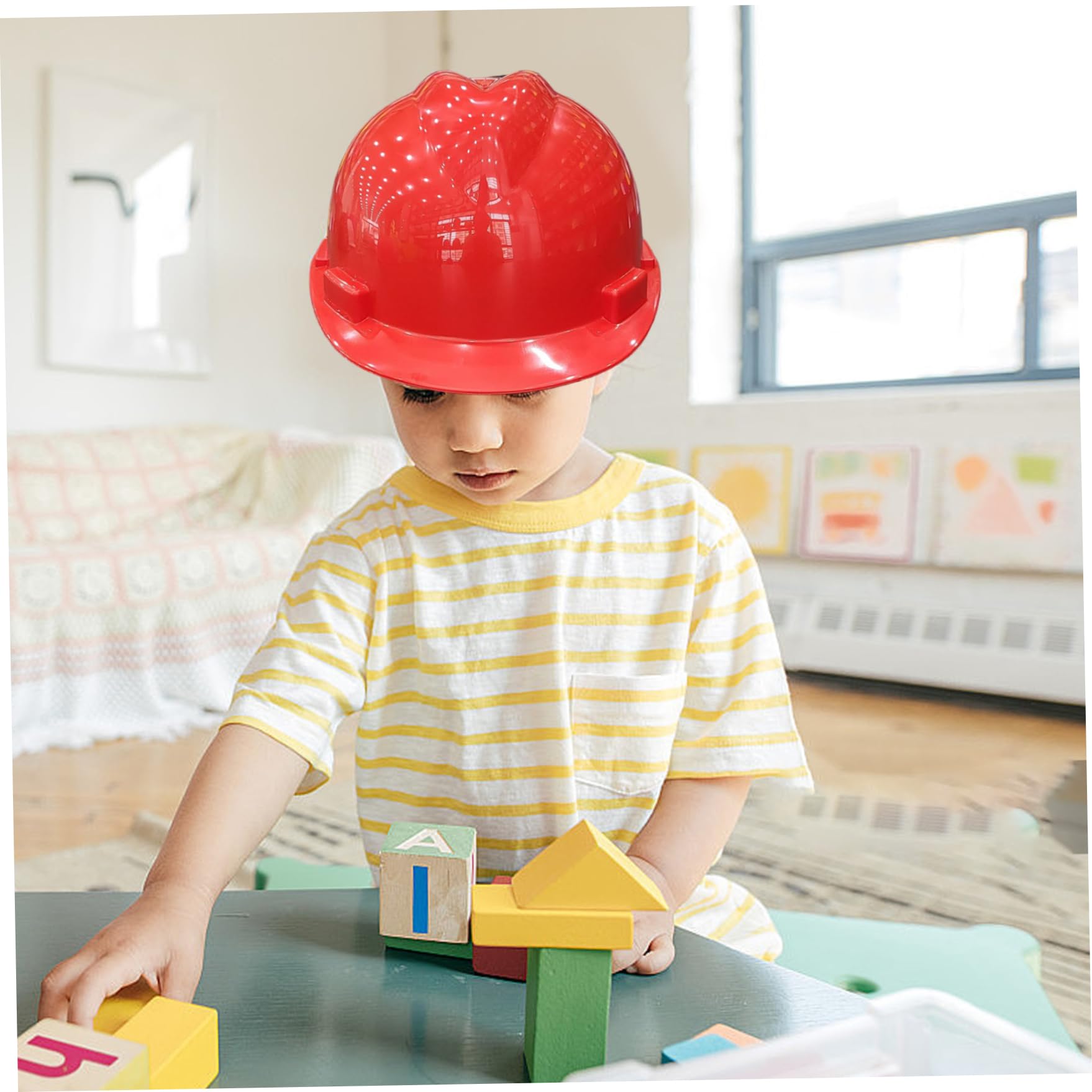 Elmetto Protettivo per Bambini, elmetto Protettivo per Casco di Sicurezza Regolabile da 19, 7-23, 6 Pollici, Sospensione a 4 Punti, Ideale per i più Piccoli, Rosso