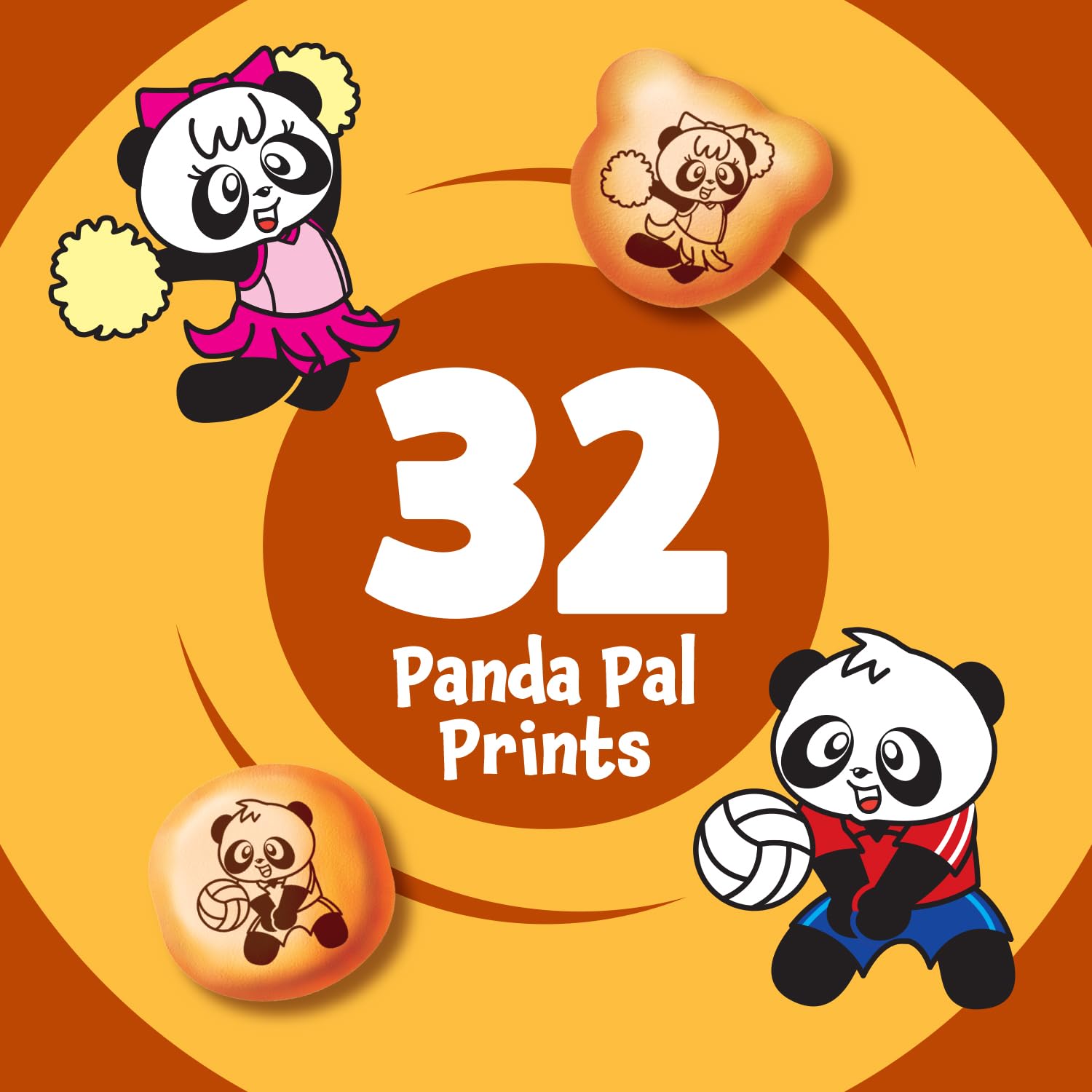 Meiji Hello Panda Cookies Crème Filled 7 Oz Pack Of 6 Bite Sized Cookies with Fun Sports, Caramel, 42 Ounce
