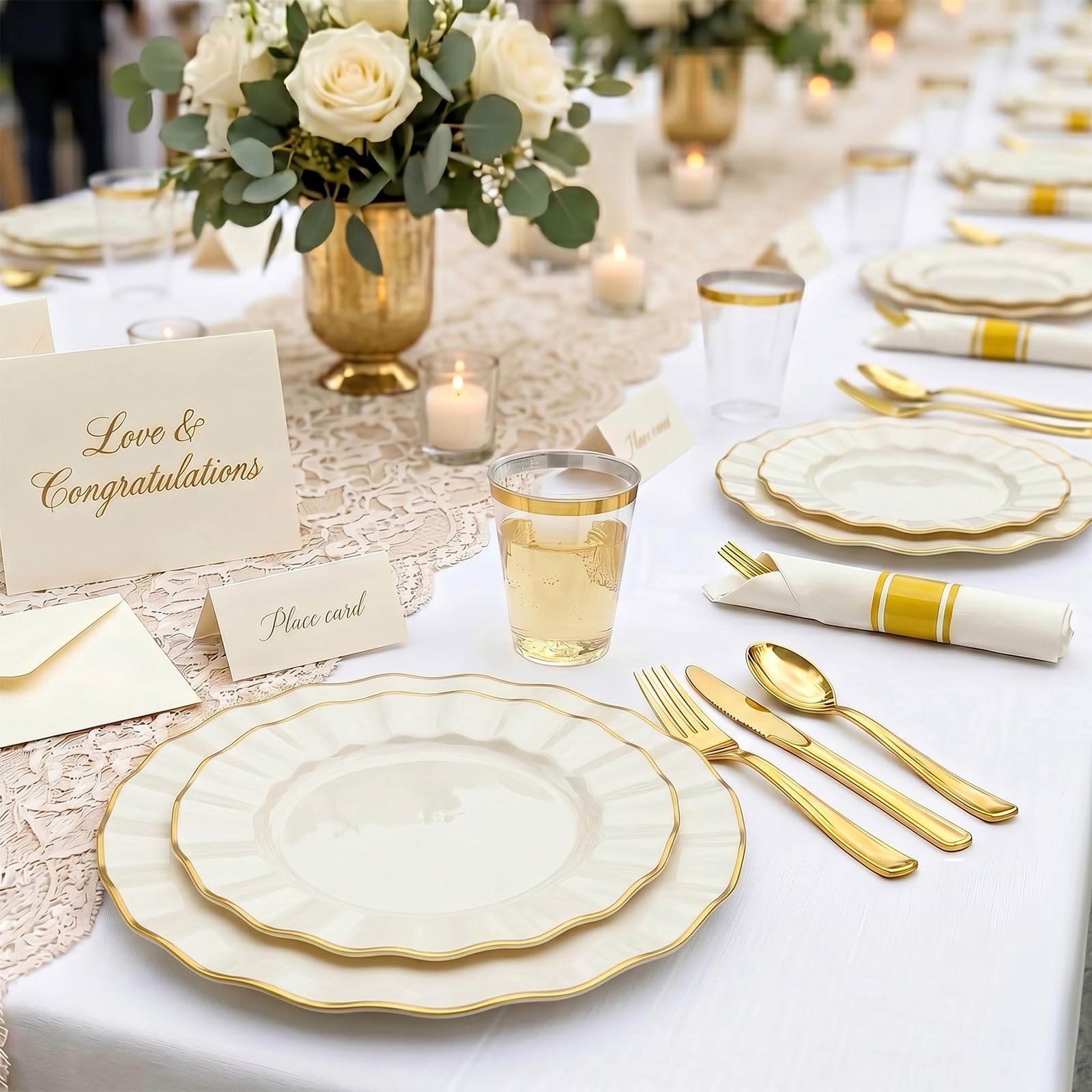 175 PCS Disposable Plates & Cutlery Set - 25 Guests -4