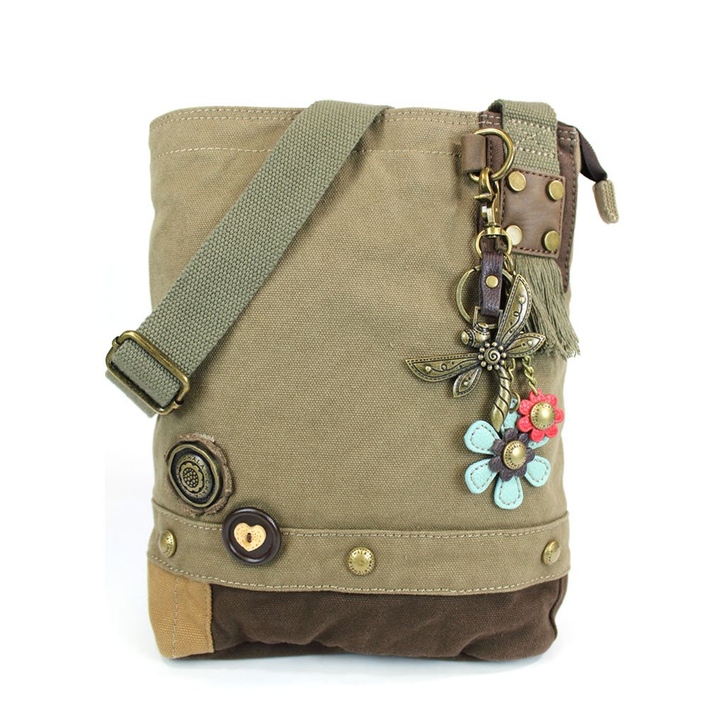 CHALA Patch Cross-Body Women Handbag, Canvas Messenger Bag Olive, Metal Charming Cross - Oliv, Medium — view 58