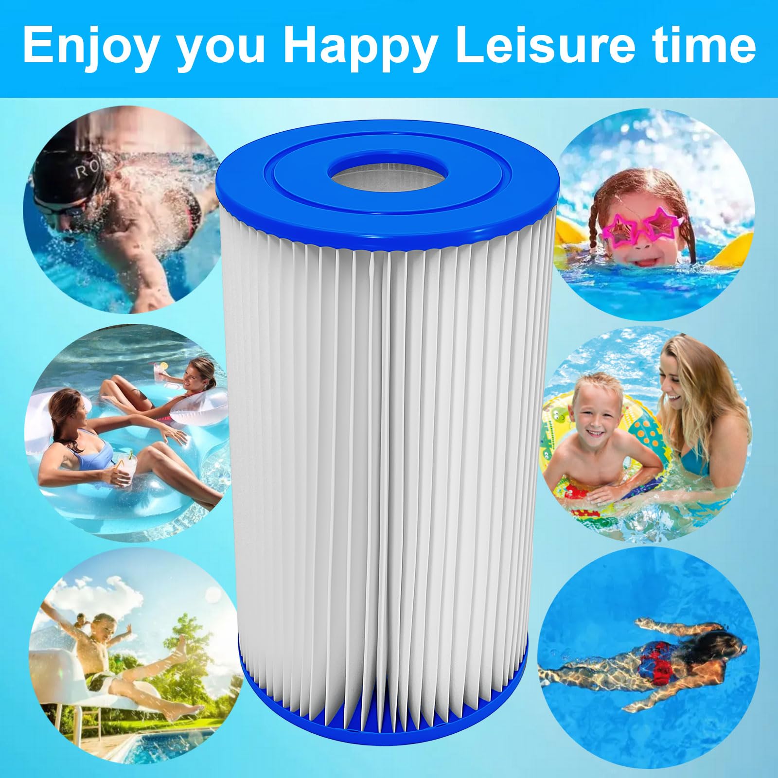 Cartucce filtro piscina 59900E / 29000E per pompe di ricambio per filtro piscina in-tex tipo A o tipo C Bestway tipo 3 (tipo III) (confezione da 8)