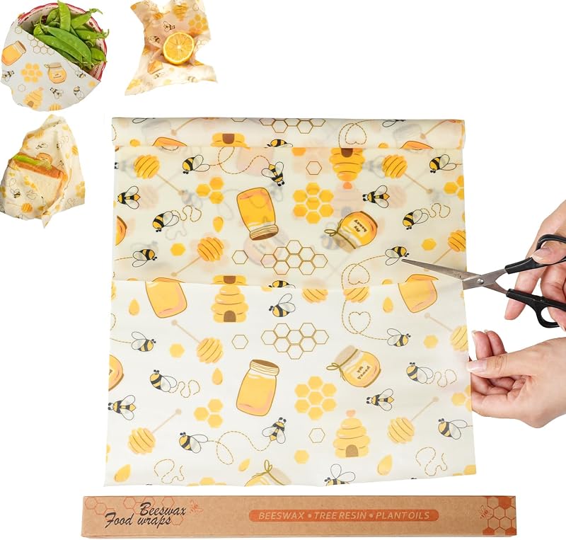 Beeswax Wrap ROLL (13" x 40") - Cut-to-Size Reusable Food Wraps, DIY Customizable Beeswax Food Wrap for Bread, Sandwiches & Bowls, Eco Friendly Sustainable Zero Waste Plastic Free Storage