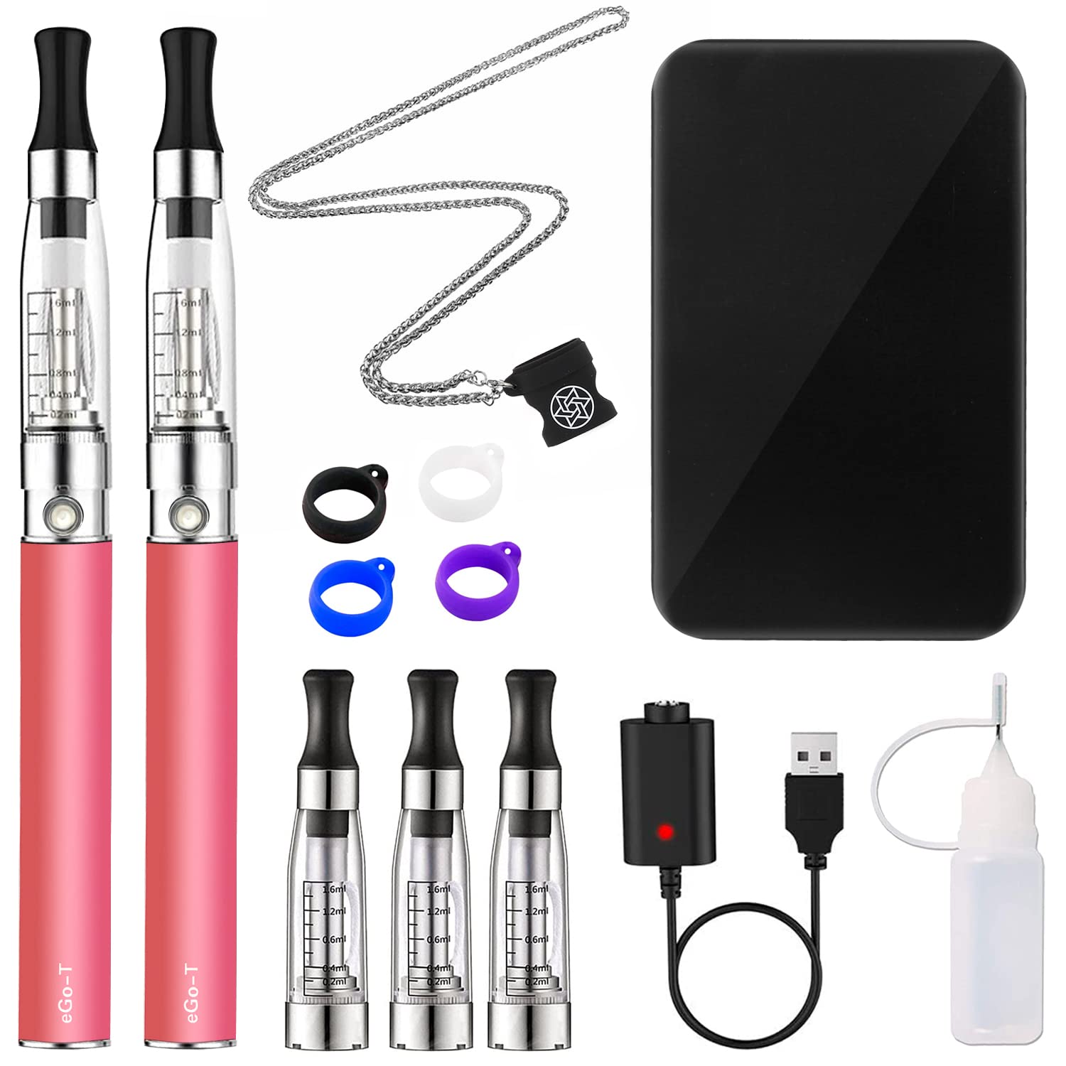E-cigarette Vape Pen Starter Kit Discoball 2 E-cig Pens, Top Fill 1.6ml Cartridge, Ego Rechargeable Battery, No Nicotine