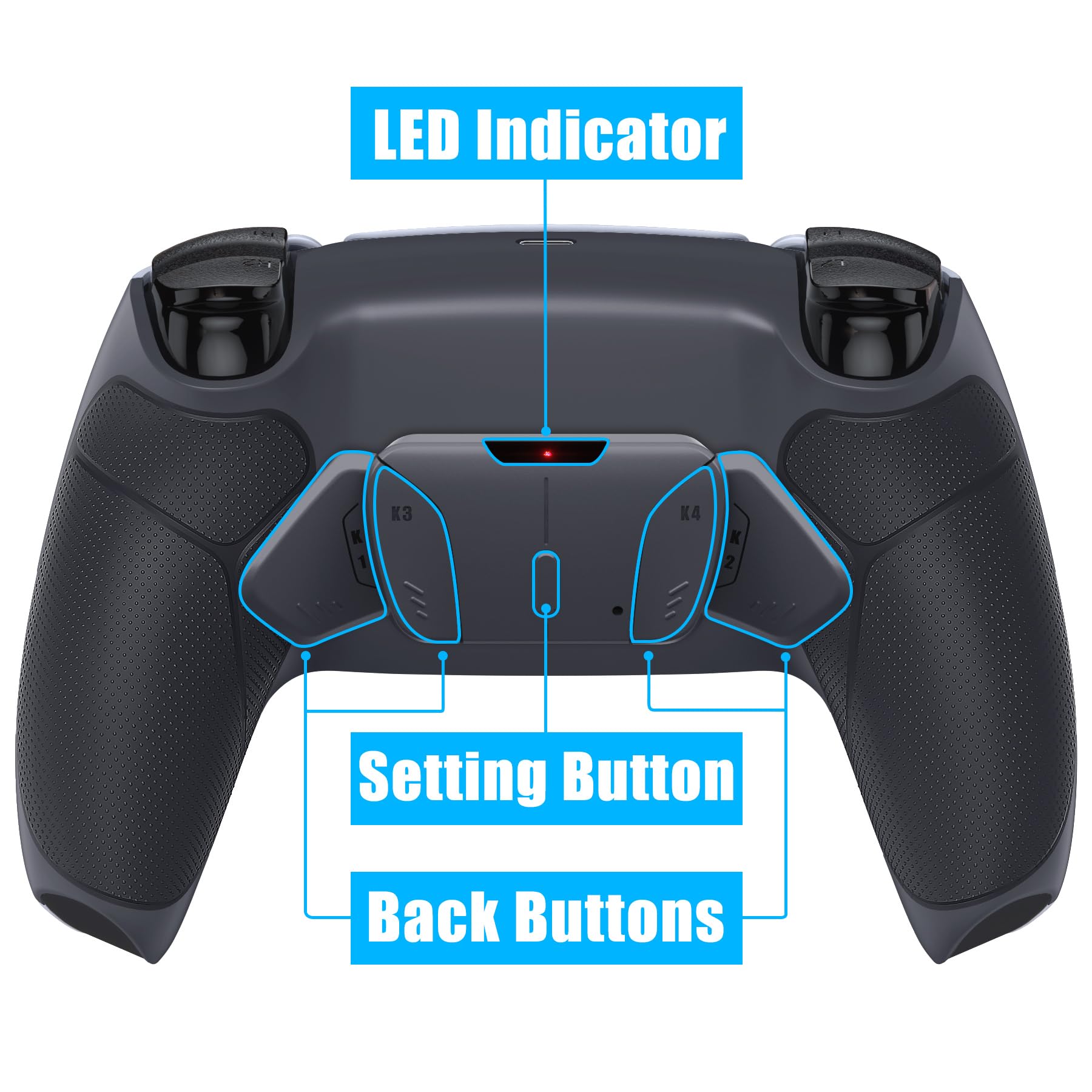 eXtremeRate Goma Grip Programable RISE4 Remap Kit para ps5 Mando Modelo BDM-030/040/050 Actualización Board&Carcasa Trasera&4 Palancas Botones para ps5 Control-NO Incluye Mando(Negro & Gris Oscuro)