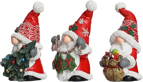 Miniatura 2 de Funoasis 3 piezas estatuas de gnomos navideños de resina hechas a mano adornos de gnomos escandinavos de vacaciones pequeños regalos de Acción de