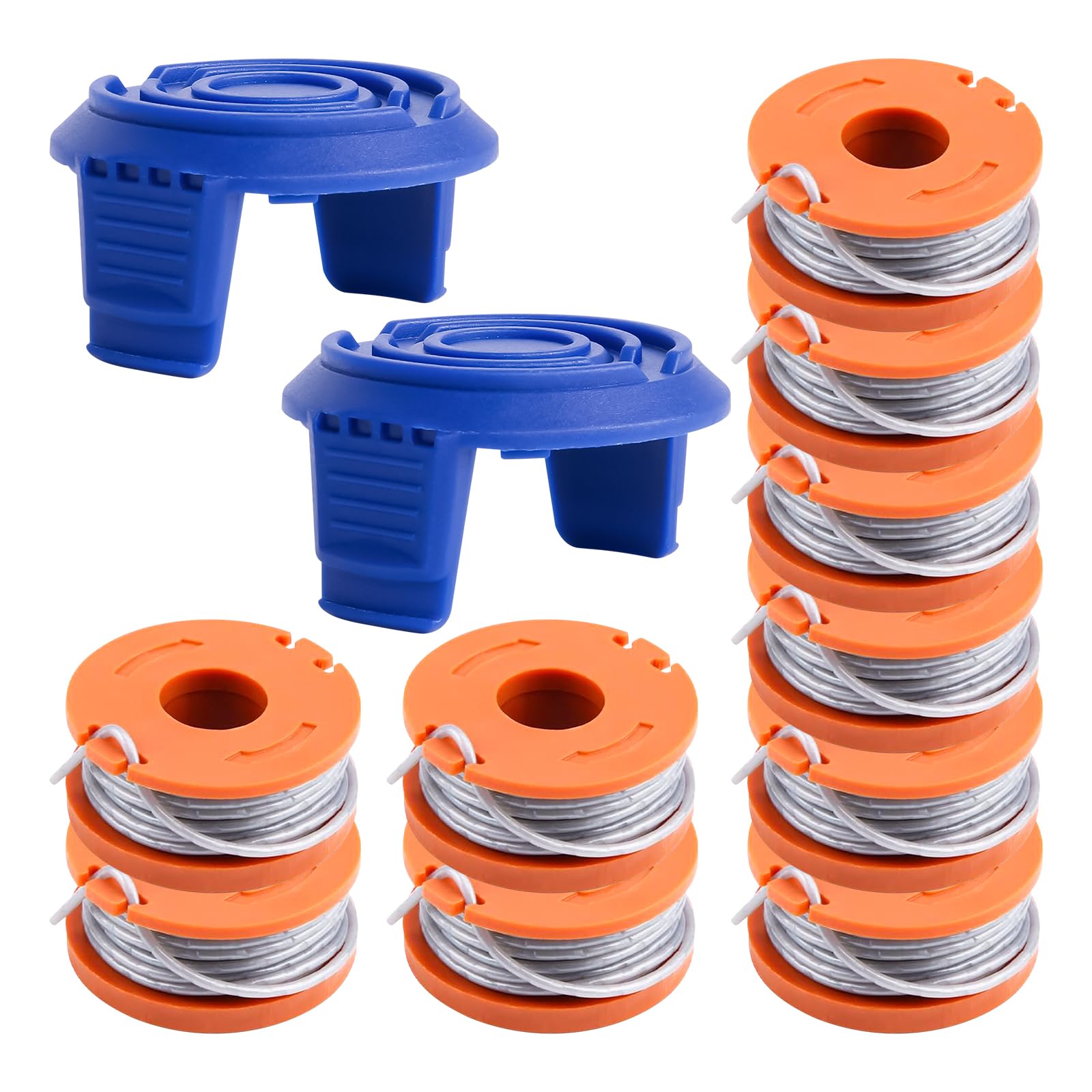 CDIYTOOL Strimmer Spool Compatible With Mac Allister MGTP18Li, 1.65mm 10ft WX150 Spool Line & TLW-01-1 Spool Cover for MacAllister MGTP18Li Strimmer, WG150, WG151 (10 Spools+2 Covers)
