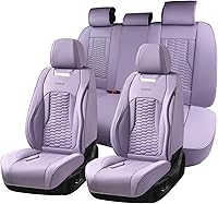 Coverado Nappa Leather Car Seat Covers Full Set Waterproof Universal Fit Sedans SUVs Trucks Purple
