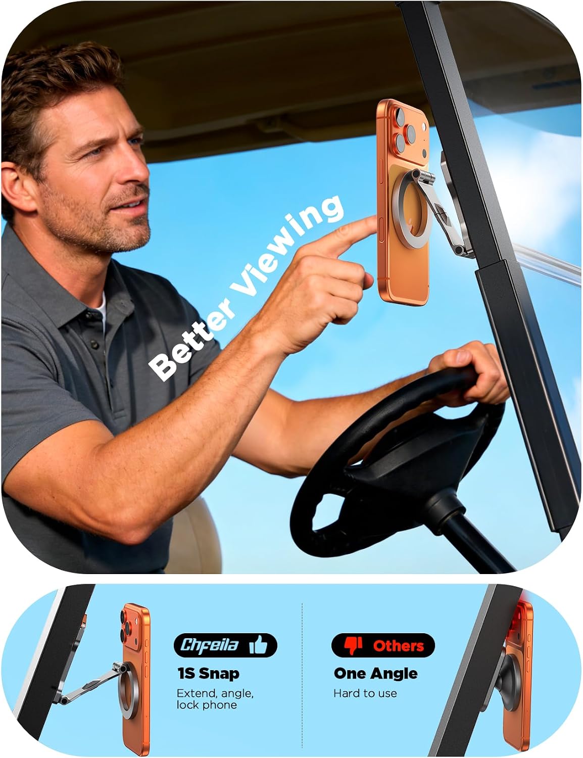 Chfeila Men Golf Gifts for Fathers Day Alloy Magnetic Golf Cart Phone Holder for iPhone [Ultra Magnet] Dad Gifts for Fathers Day,Birthday Gift for Men Husband Him Boyfriend Grandpa from Daughter Wife thumbnail