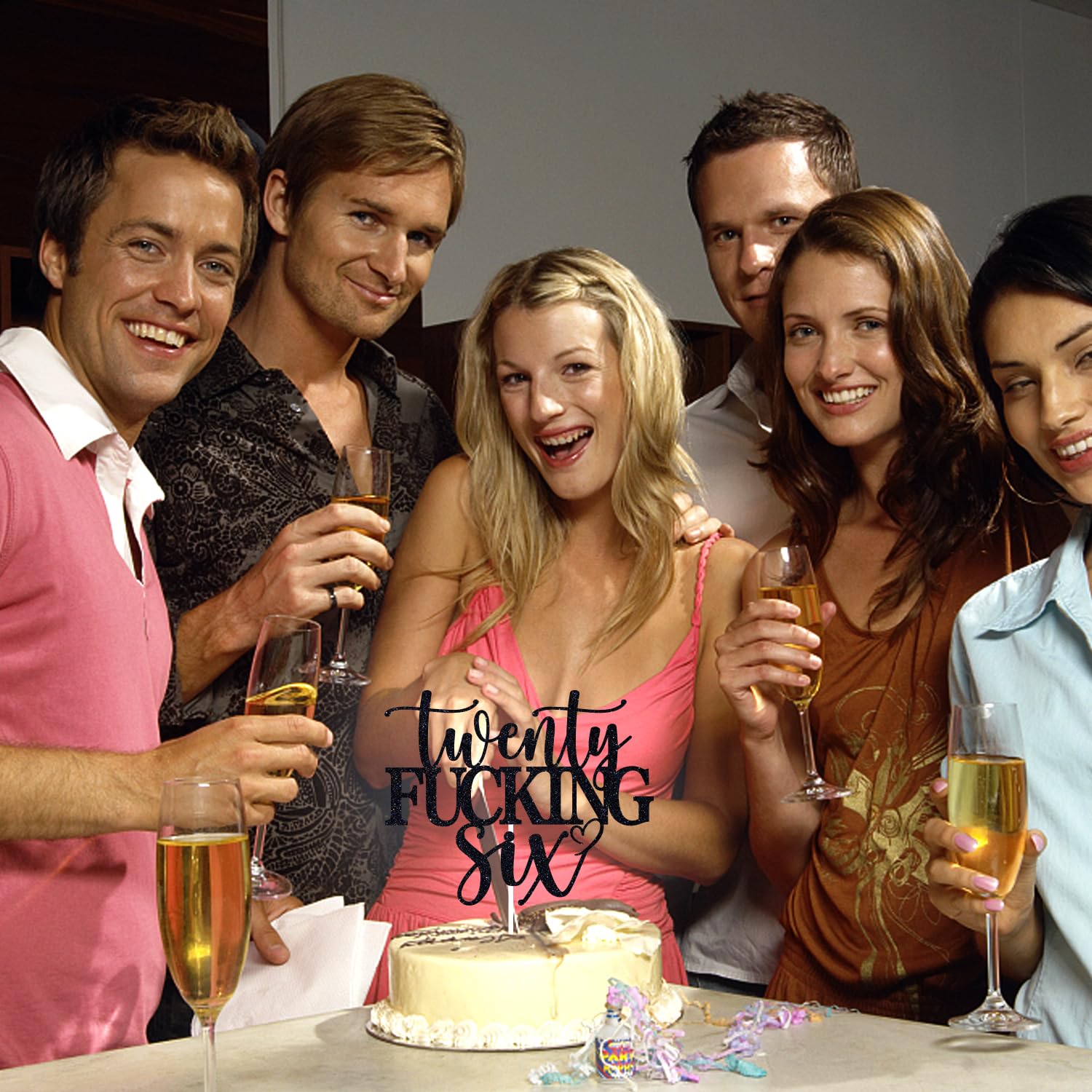 Gold Glitter Happy Birthday Cake Topper, Funny 26th Birthday Party Supplies - View #4