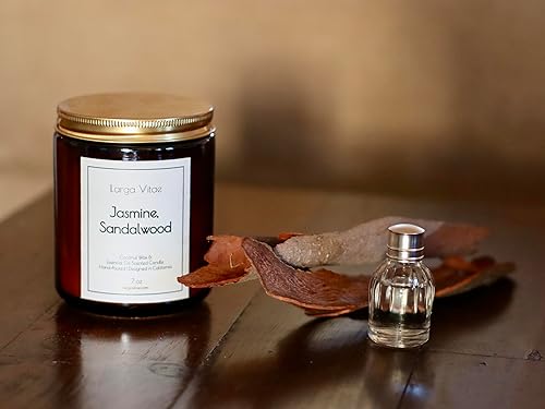 Miniatura 3 de Vela de aceite esencial de jazmín natural, sándalo y aromaterapia, segura para personas y mascotas, cera de coco vegana orgánica pura y sostenible,