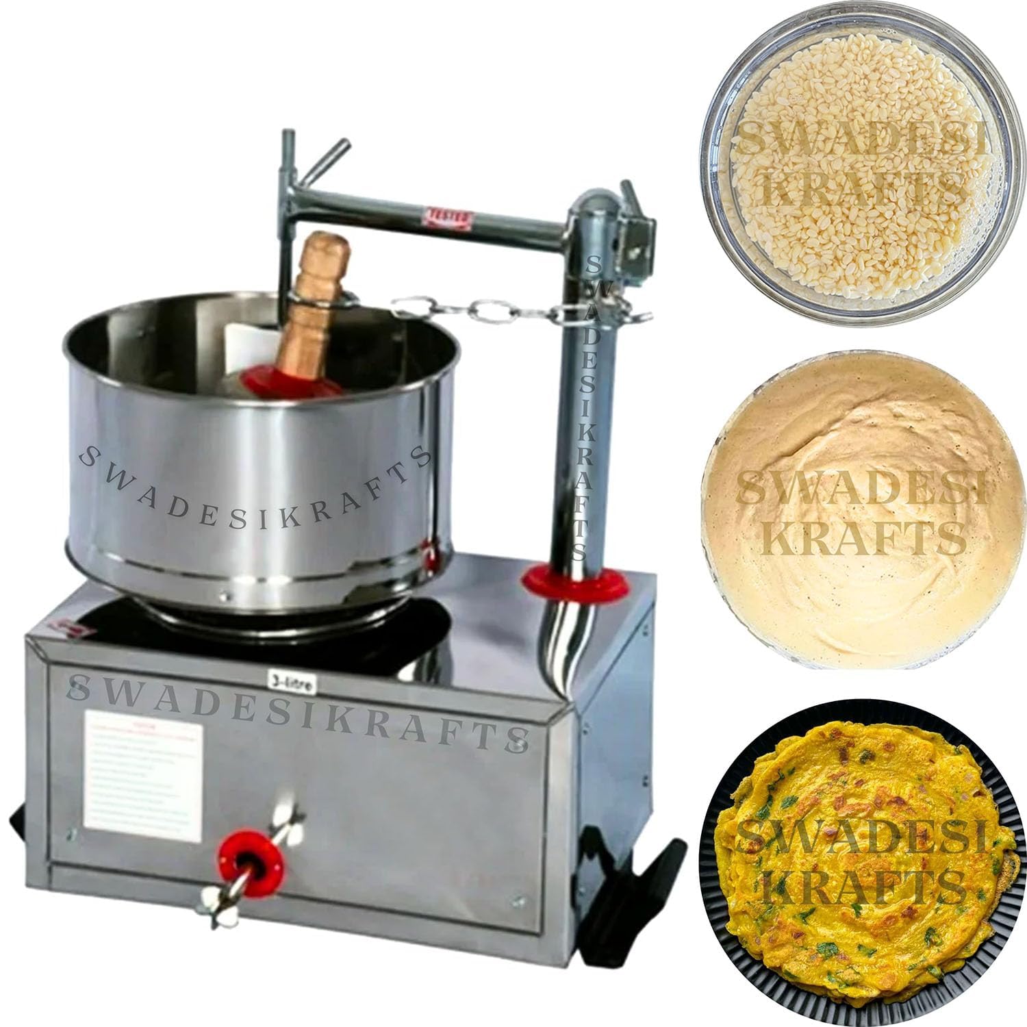 7ltr Stainless Steel Wet Grinder Machine with 1-Hp Motor for Kitchen | Hotel | Restaurant (Commercial Use Only) to Wet Dal, Rice, Dosa, Idle-image-12