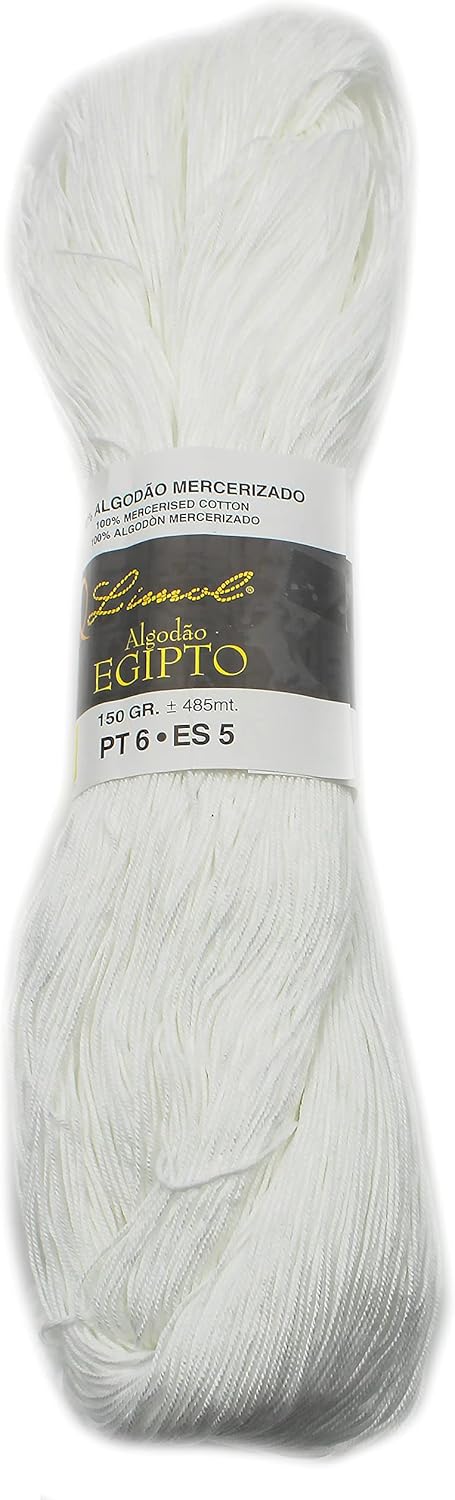 Size 6 White 150 Grs 100% Mercerized Egyptian Black Band Crochet Thread Set of 2 (Beige)