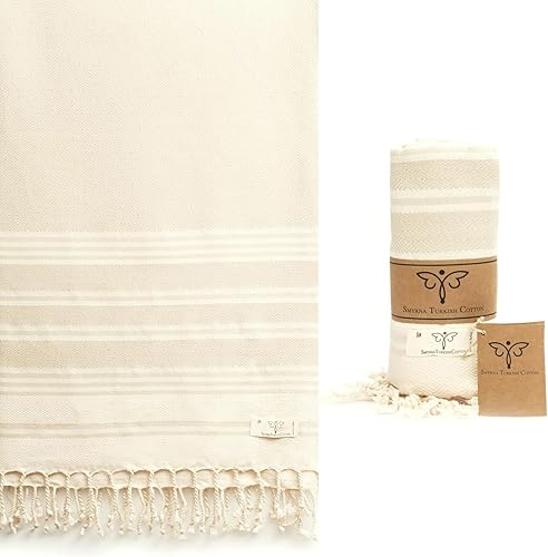 SMYRNA TURKISH COTTON Heritage Series - Toalla de playa turca de gran tamaño, 37 x 71 pulgadas, extra grande de secado rápido, sin arena, manta de