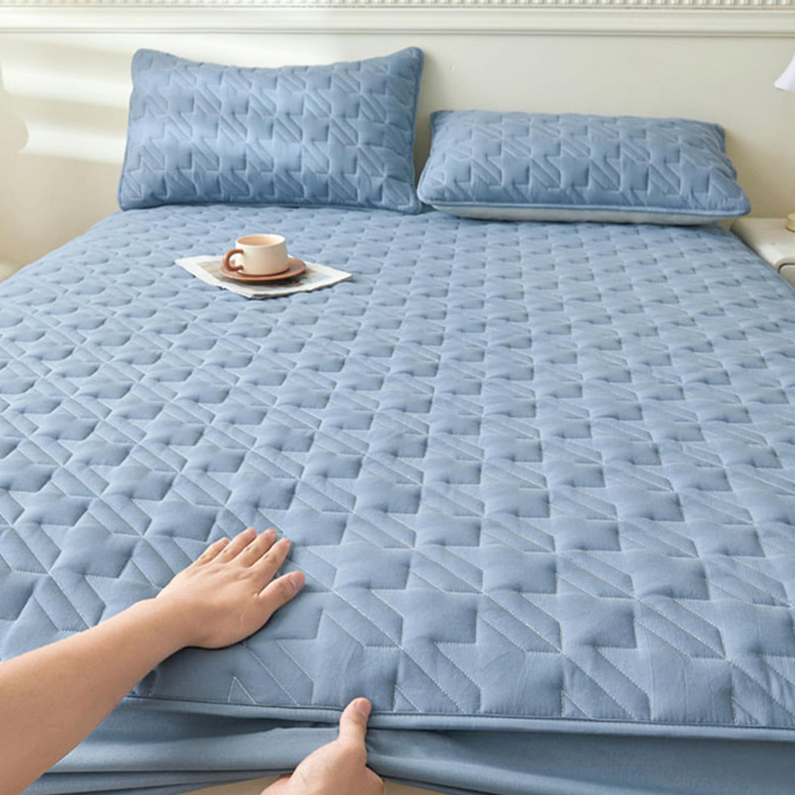 Lenzuolo con angoli impermeabili, 120 x 200 cm + tasca profonda 30 cm, con federa, coprimaterasso di alta qualità per il massimo comfort e protezione