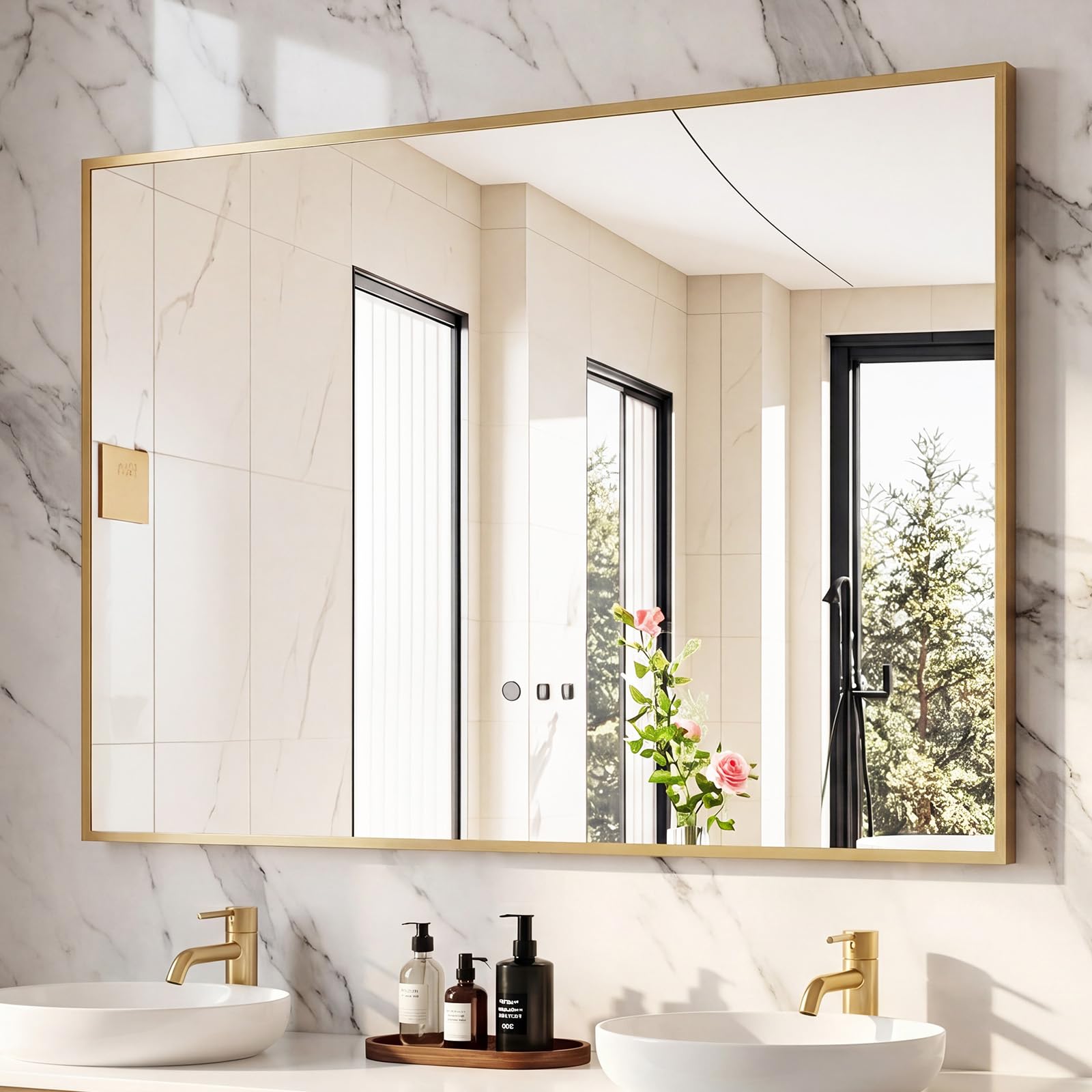 Sweetcrispy Bathroom Mirror, 30" x 40" Rectangle Wall Mount Mirrors