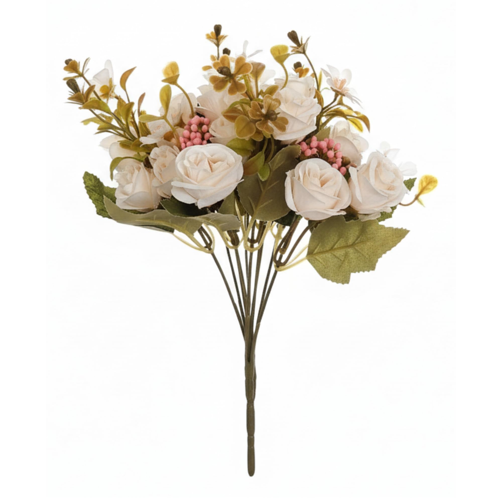 synxzen Künstliche Blumen 2er Set – Realistische Seidenrosen mit 20 Blütenköpfen (30cm) – Deko Blumenstrauß für Tischdeko, Hochzeit, Wohnzimmer & Büro – Dauerhafter Blumenschmuck (Cremeweiß)