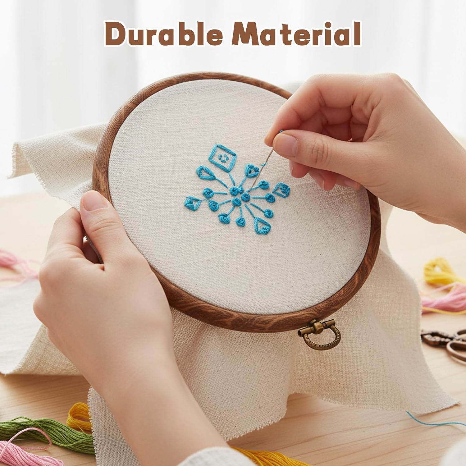 2 Pack 6.7Inch Cross Stitch Hoop Imitated Wood Embroidery Frame Embroidery Hoops Round Plastic Embroidery Hoop for Art Craft Sewing and Hanging Ornaments Decor