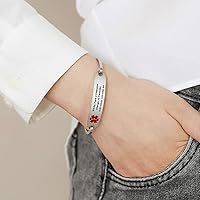 Vista 3 de VNOX Medical Bracelet for Women-Stainless Steel Emergency Medical Alert ID Bangle Bracelet,Free Engraving