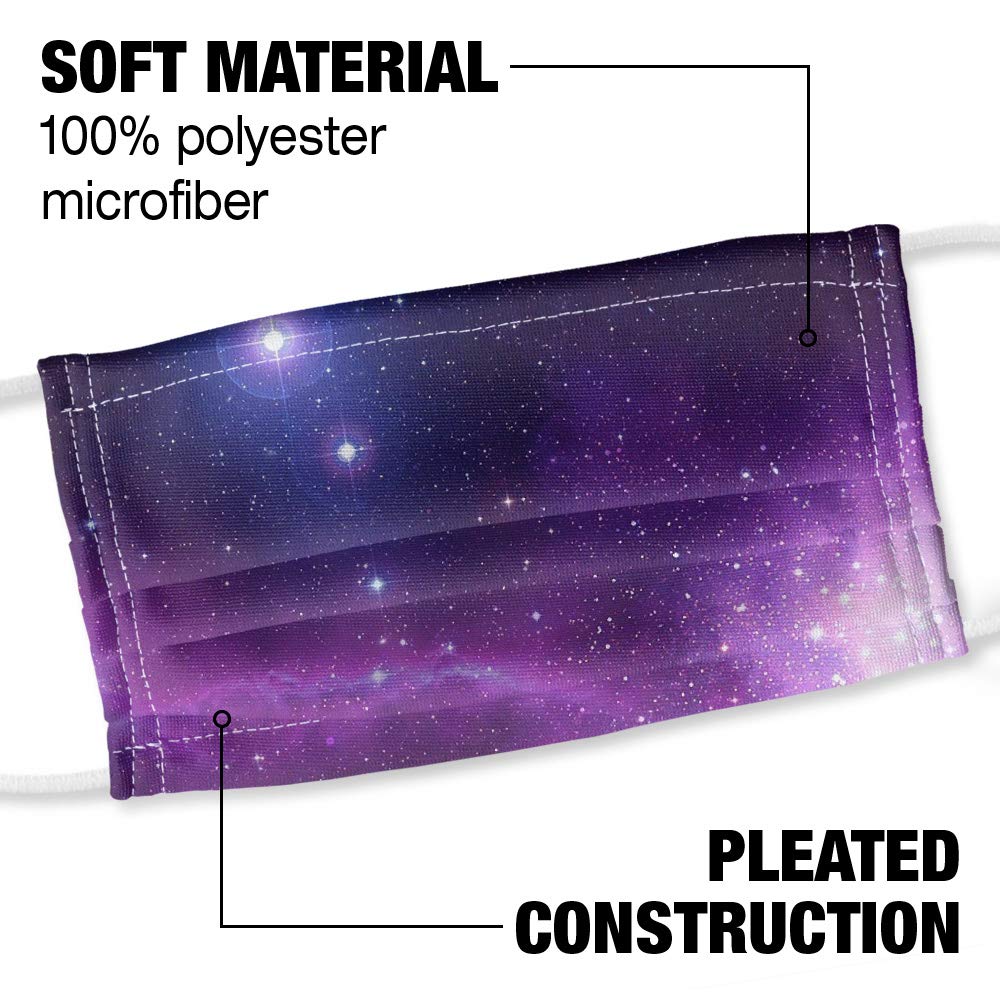 Popfunk Space Purple Nebula 1-Ply Reusable Face Mask Covering with Adjustable Nose Wire, Unisex