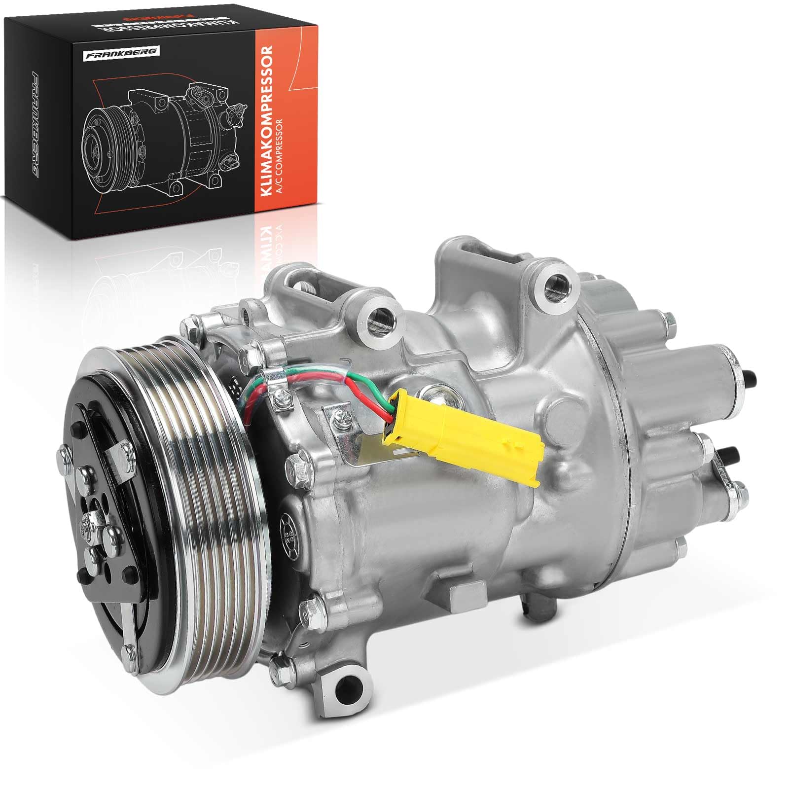 Frankberg Compresor de aire acondicionado Compresor A/C con Embrague Diesel Compatible con Proace Jumpy Expert C8 807 Ulysse Scudo Phedra Replace# 89136, Incluye aceite preengrasado