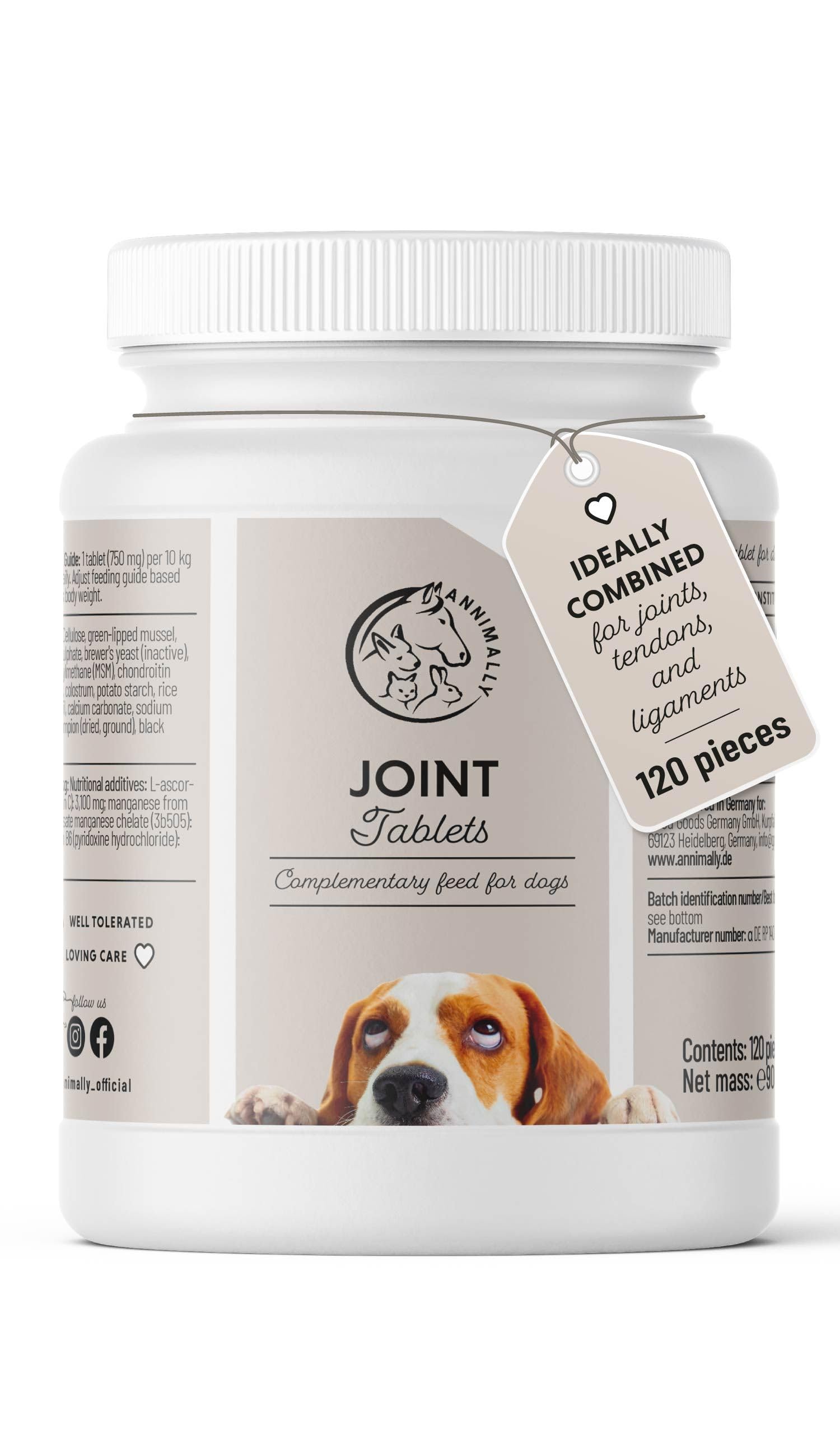 Joint supplements for dogs with MSM green lipped mussel, chondroitin and glucosamine, 120 tablets hip & joint care for dogs
