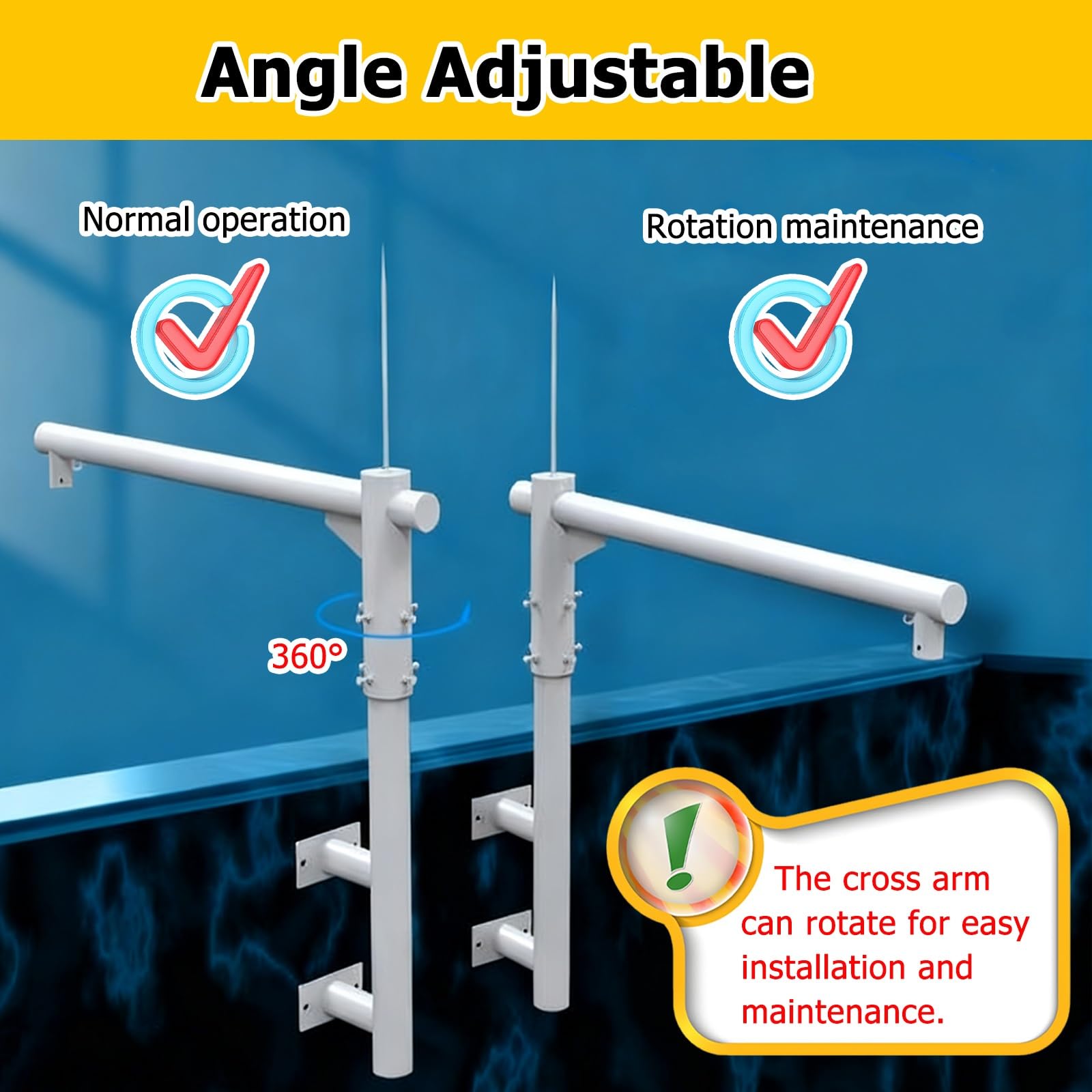 Genérico Soporte de Pared Ajustable de 360° para cámara de Seguridad - Poste Desmontable en Forma de L extralargo para CCTV para vigilancia Exterior - Soporte de monitoreo Blanco de 39,4/47,2/59,1 PU