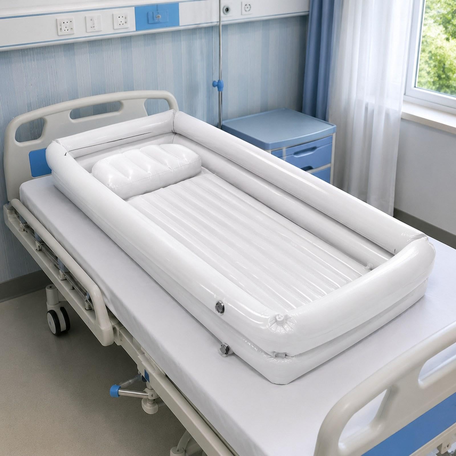 predolo Bañera inflable, bañera ducha PVC junto a la cama, hielo resistente y hidromasaje para la recuperación, Blanco