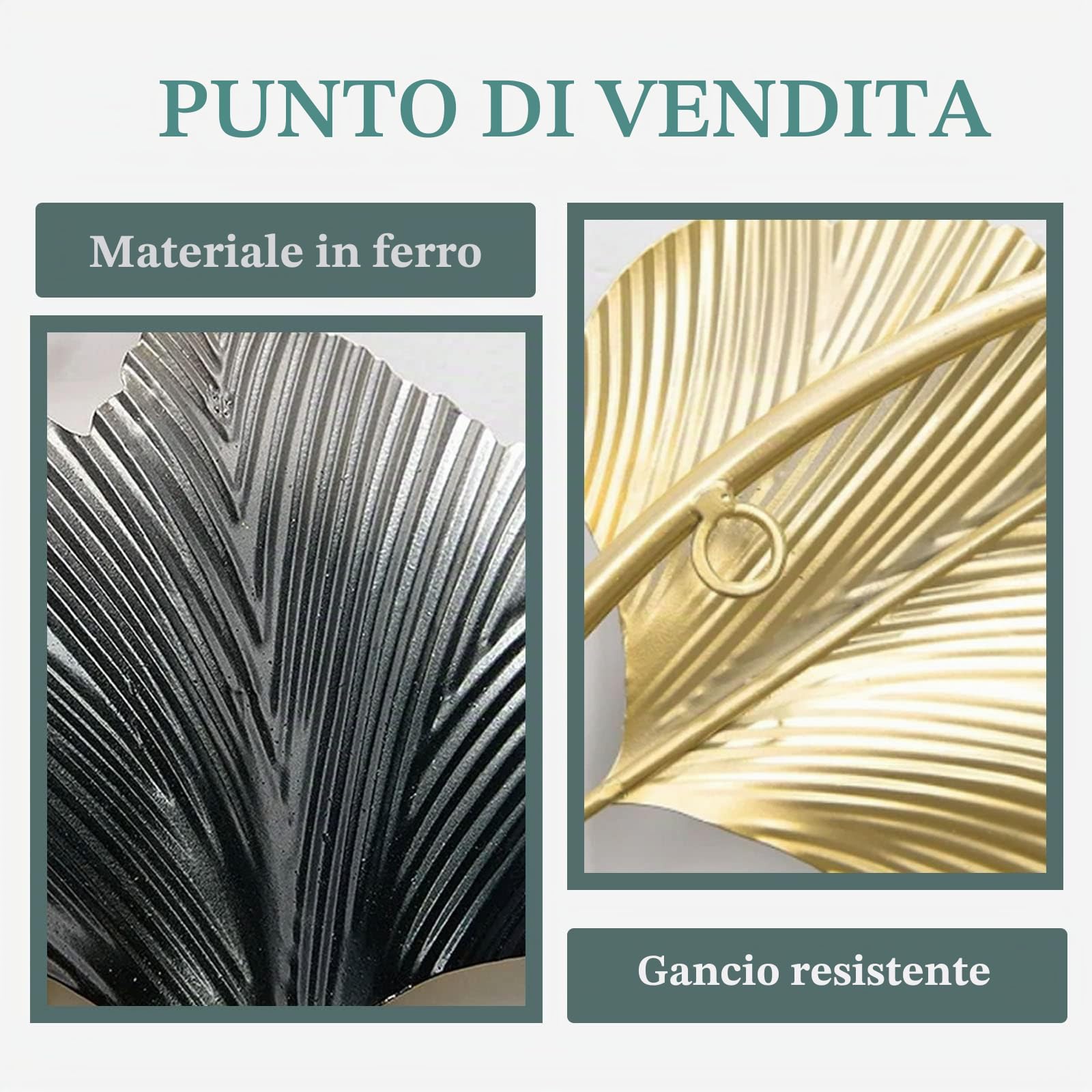 Decorazioni Parete Metallo Decorazioni Parete Soggiorno 150×50cm Decorazione Parete Metallo 3D Lusso Moderno Foglia di Ginkgo Scultura da Parete per Camera da Letto Ufficio