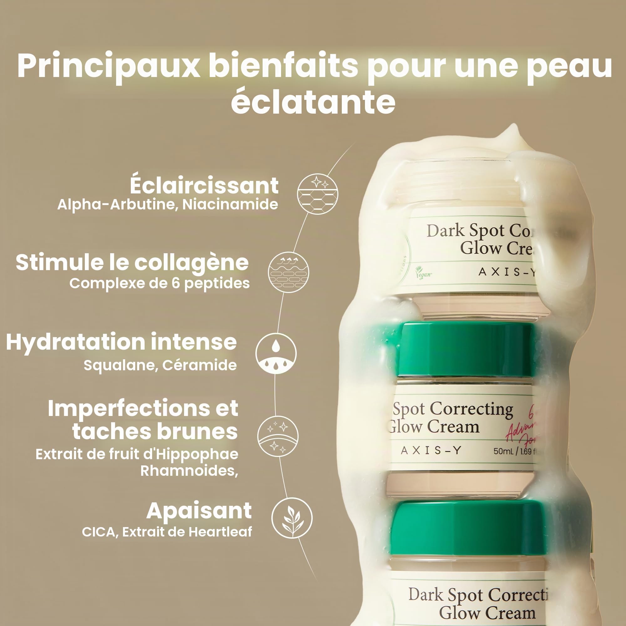 AXIS-Y Crème Correctrice Anti Taches Brunes Crème Hydratante Éclaircissante Et Hydratante Pour Le Visage Avec 2% D'Alpha Arbutine, 5% De Niacinamide Et De Céramide 1,69 Oz Liq.
