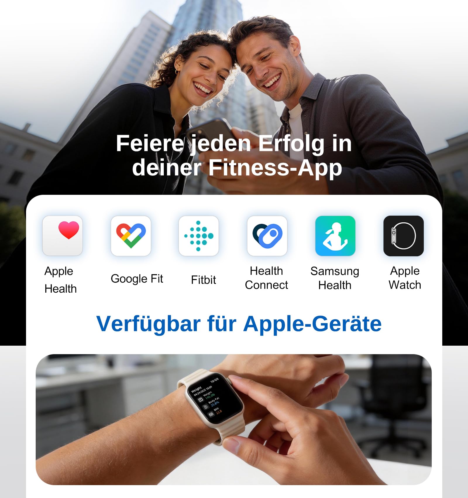 GE Körperfettwaage Digitale Waage Personen, 8 Elektroden Body Waage mit Körperfett und Muskelmasse, BMI, Analyse von 50 Körperparametern, Smart Personenwaage mit Bluetooth 180 kg Black