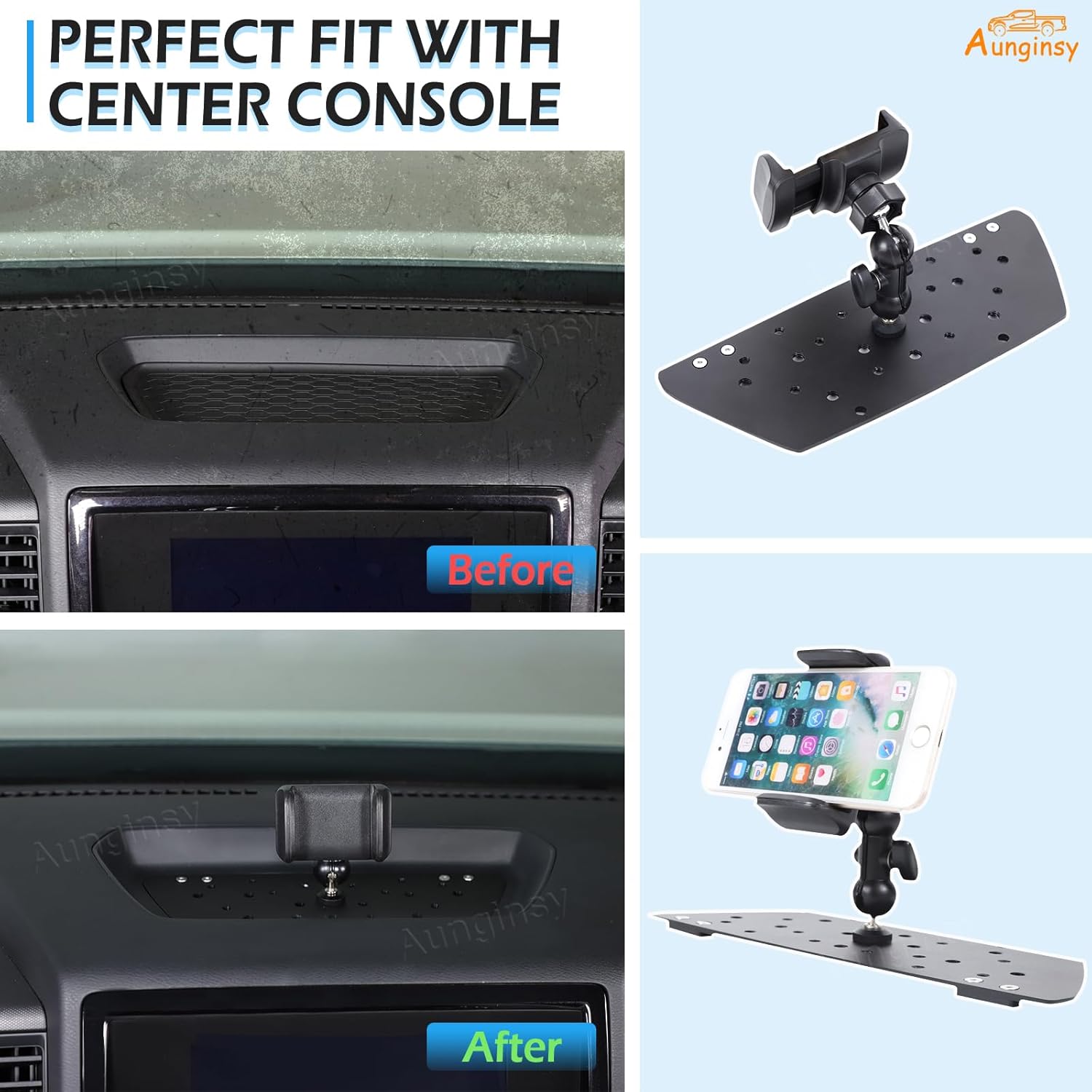Aunginsy Center Console Dash Phone Holder Compatible with Nissan Frontier 2022 2023 2024 Car Dashboard Mobile Phone Bracket Instrument Table Organizer Storage Tray Groove Cell Phone Mount Accessories
