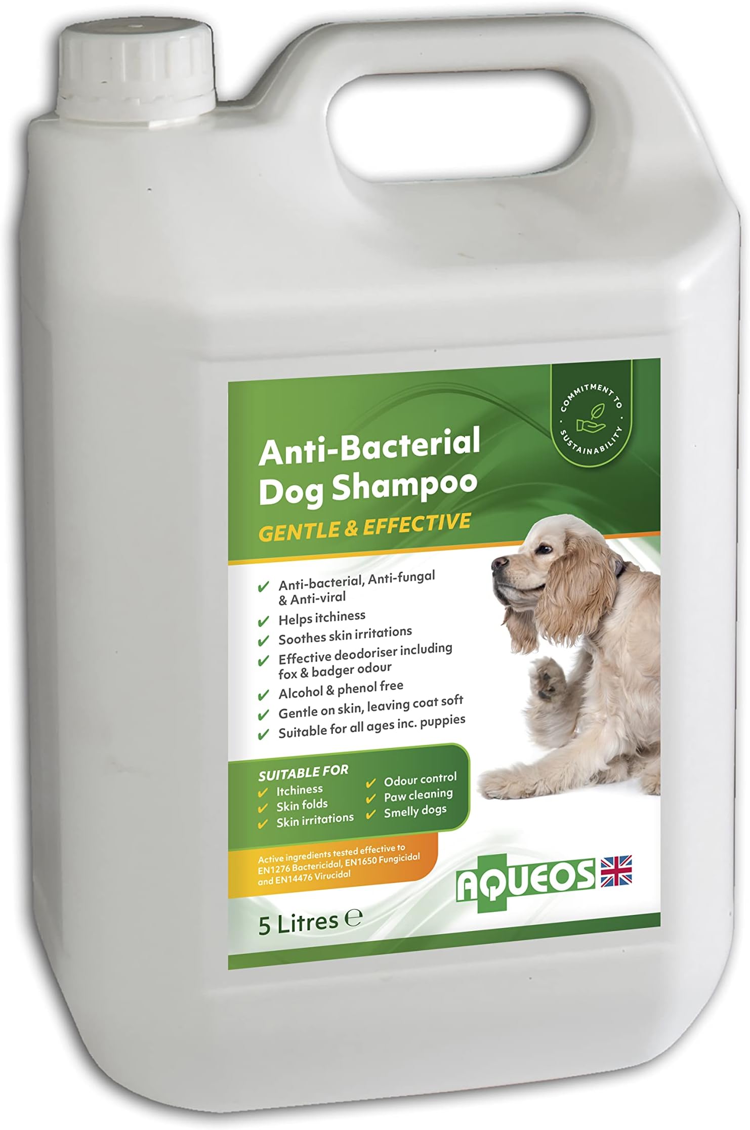Antibacterial, Antiviral & Antifungal Dog Shampoo for Itchy Skin, Minor-Wounds Cuts Grazes Skin Irritations & Sensitive Skin | Soothing & Deodorising Medicated Shampoo Alternative | 5 Litre