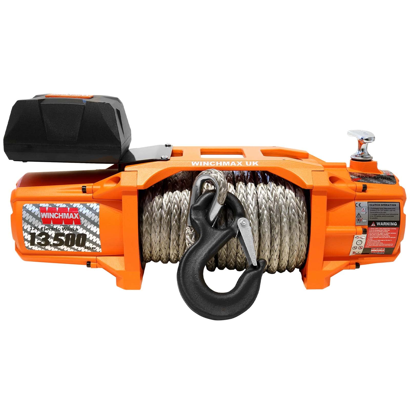 Winchmax 13.500 Libras (6.123 kg) Serie SL Cabrestante eléctrico Original Naranja de 12v. Cuerda de Dyneema, Control Remoto inalámbrico Doble.