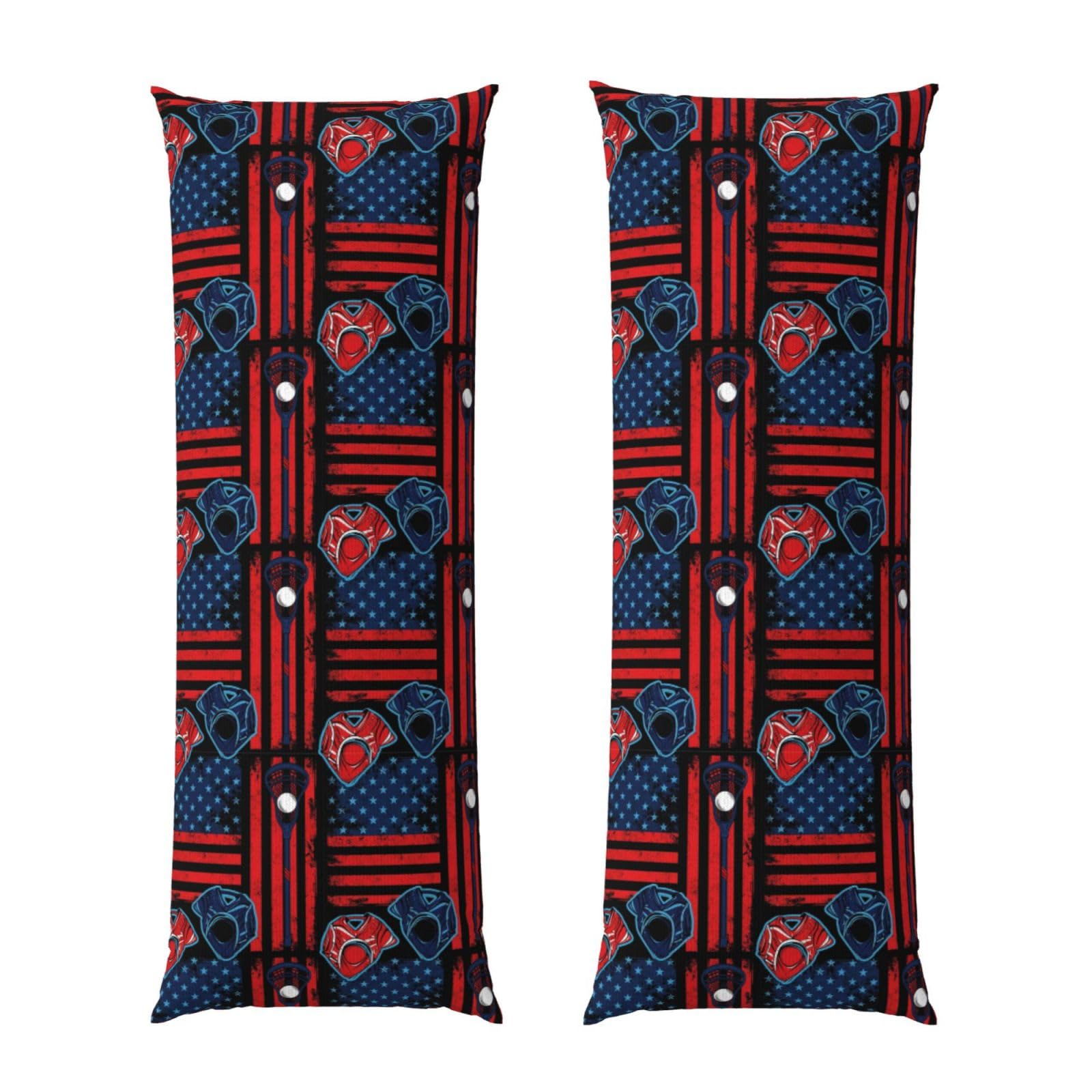 Long Body Pillow Cover 20x54, USA Vintage American Lacrosse Sticks Ball Flag, Plush Velvet Pillowcase with Zipper, Cozyffy Rectangular Case for Bedroom Couch Sofa Sleeping