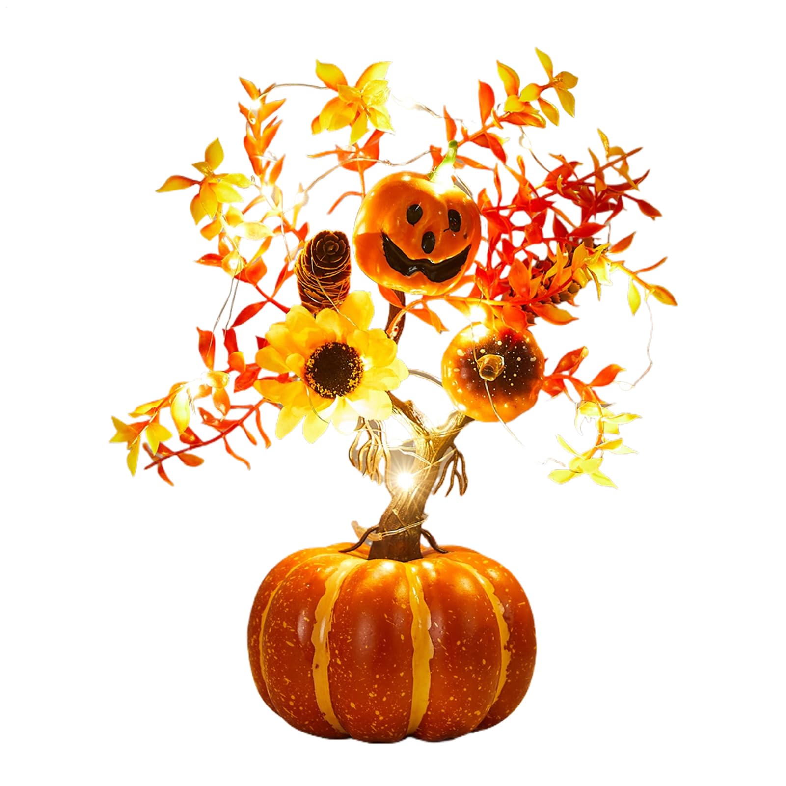 Calabazas artificiales con luz a pilas para decorar sin peligro de fuego en Halloween