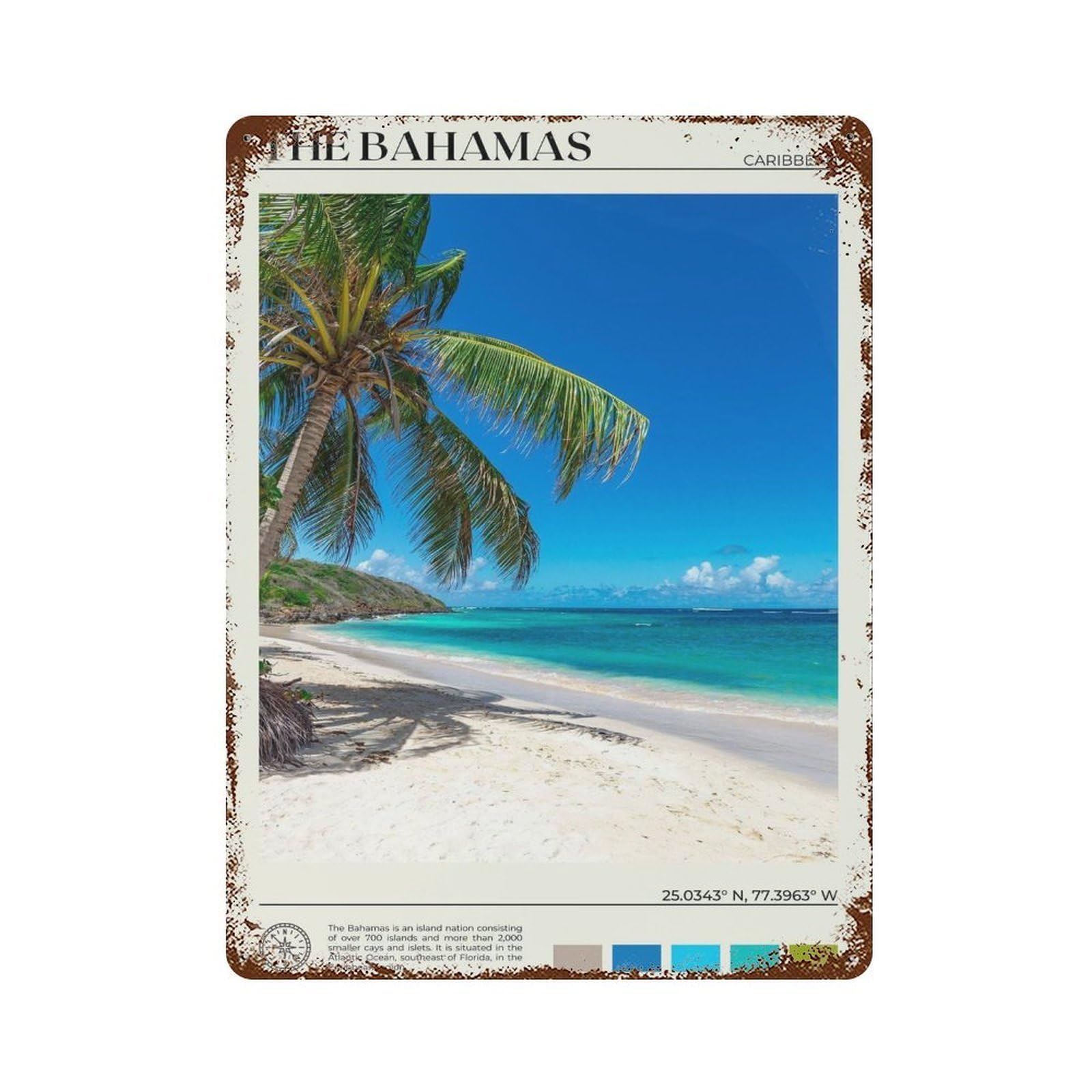 xiaoxiaoshen Real Photo The Bahamas Decor Wall Decor Art Metal Tin Poster Modern Home Decor Art Home Bar Shop Decorations Vintage Sign 40x30cm