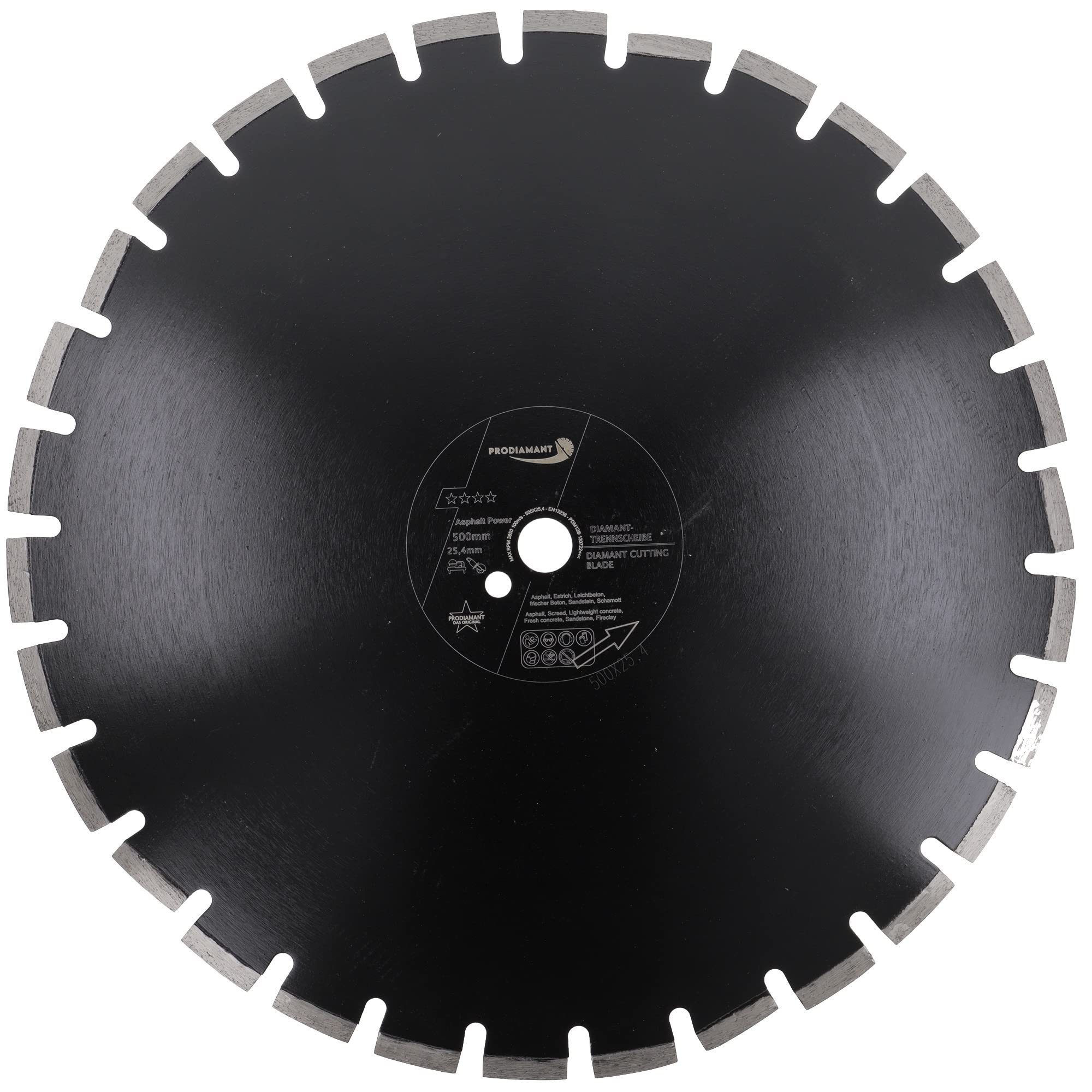 PRODIAMANT Disco de diamante abrasivo de 500 mm x 25,4 mm para carreteras, asfalto, solera, hormigón ligero, hormigón fresco, arenisca y arcilla refractaria