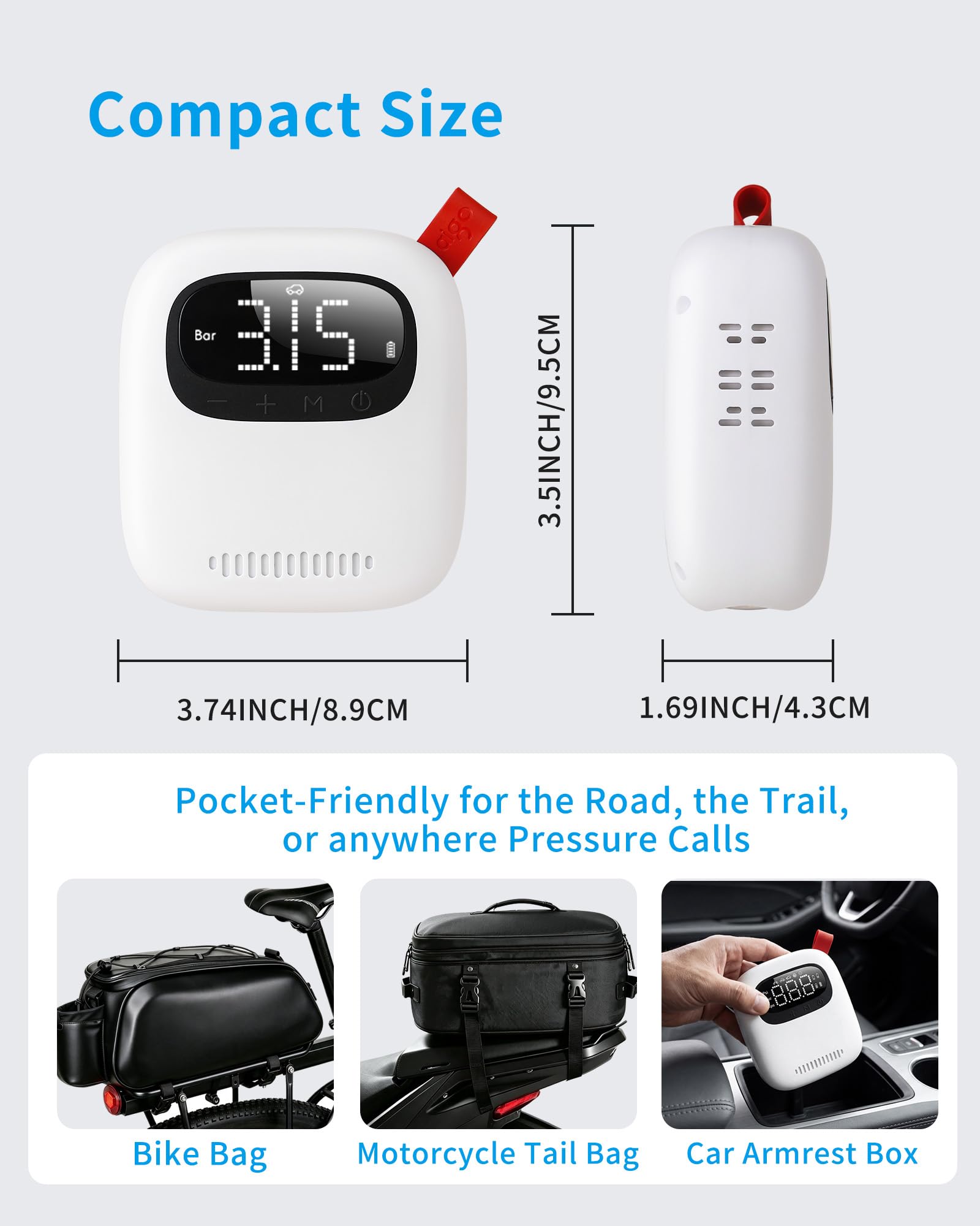 Rechargeable Bike Pump - Inflate Tires Fast! -4